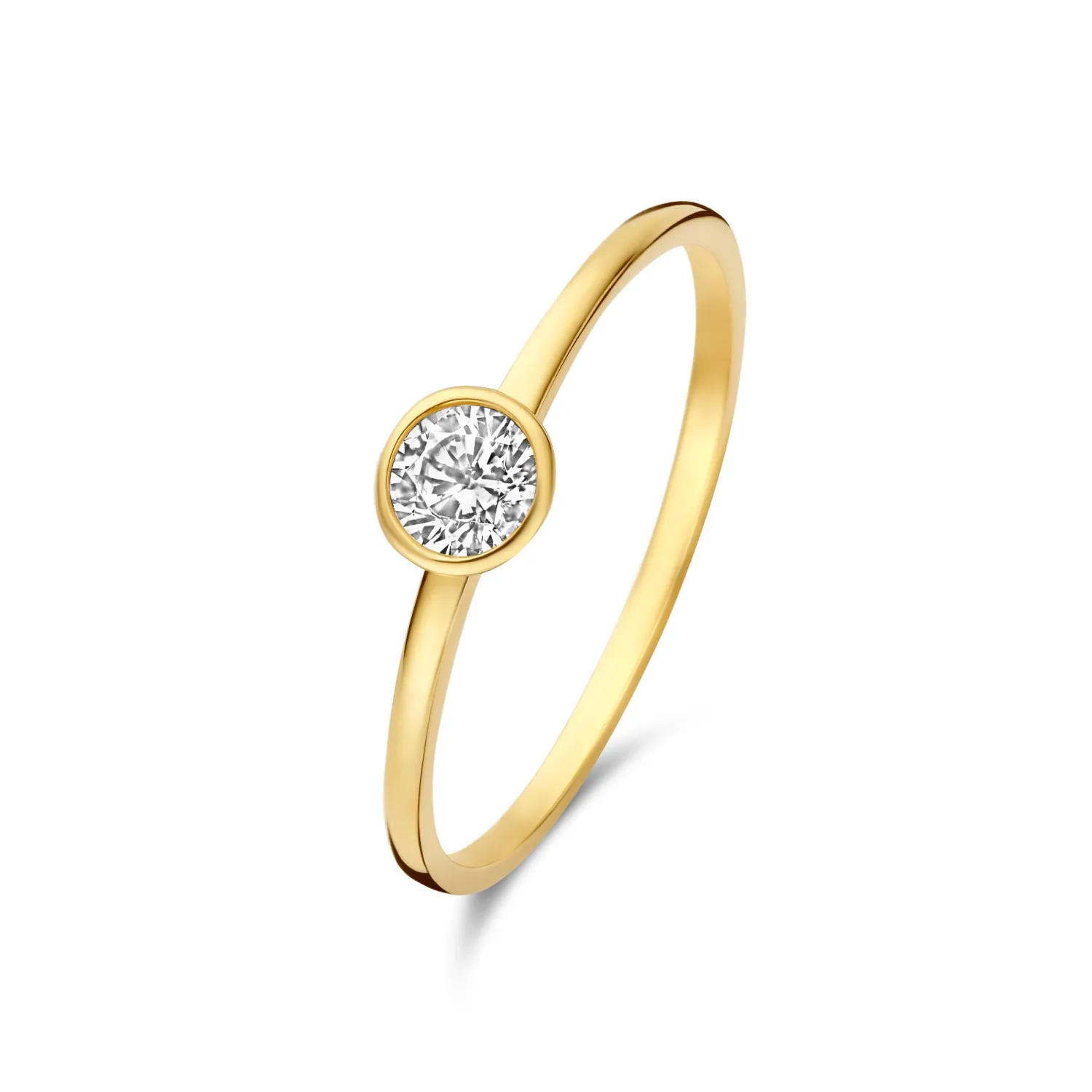 Clearance Baguette Genevieve 14 karaat gouden ring met witte zirkonia steen Ringen Met Steentjes