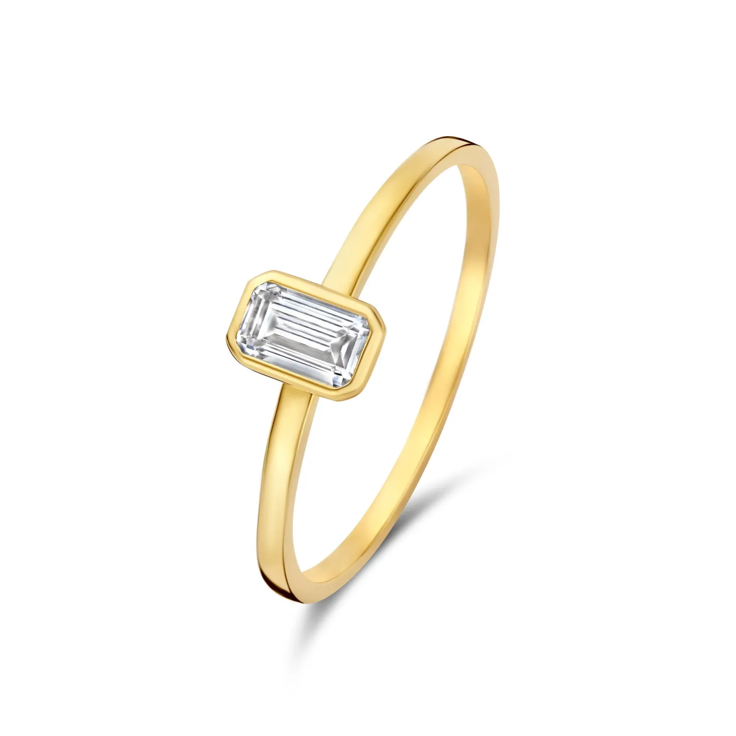 Discount Baguette Genevieve 14 karaat gouden ring met witte zirkonia steen Ringen Met Steentjes