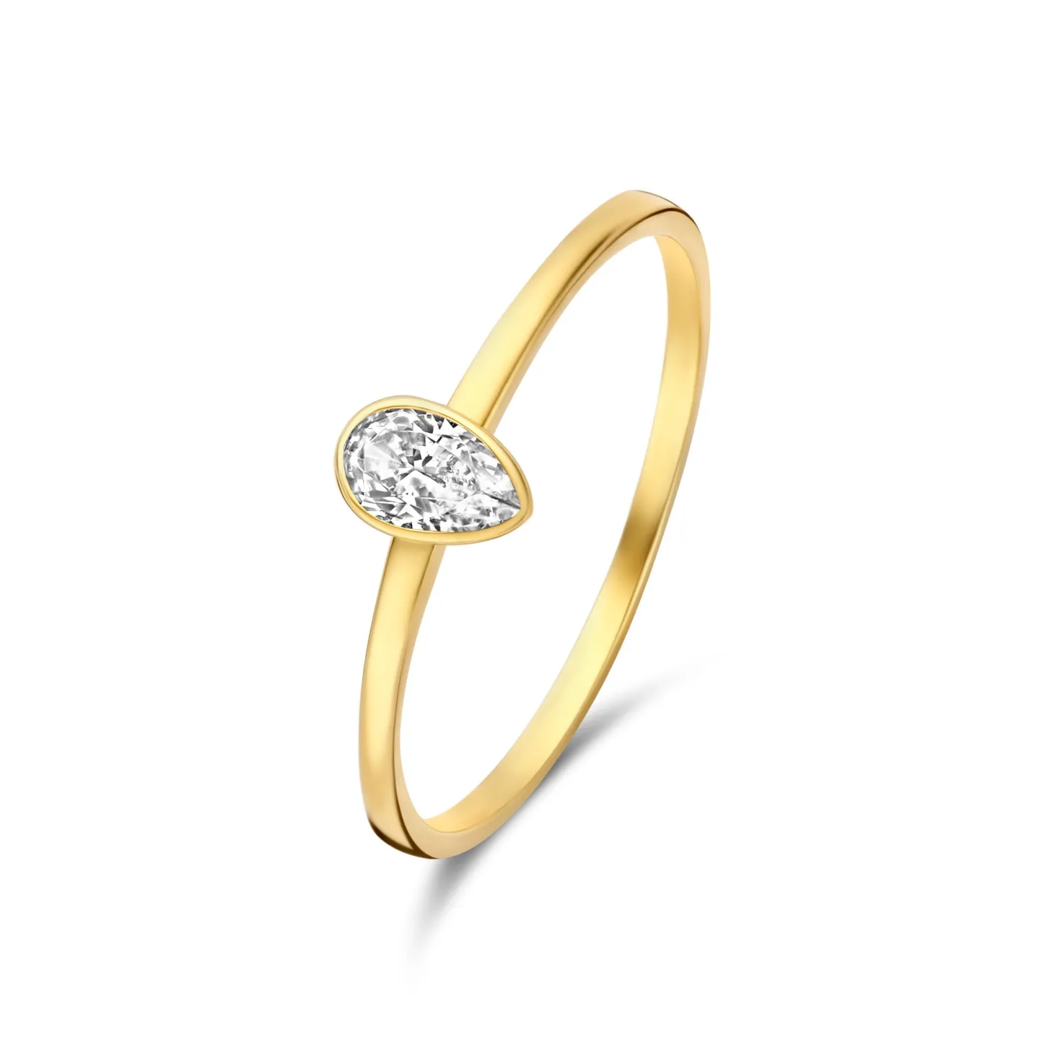 Best Baguette Genevieve 14 karaat gouden ring met witte zirkonia steen Ringen Met Steentjes