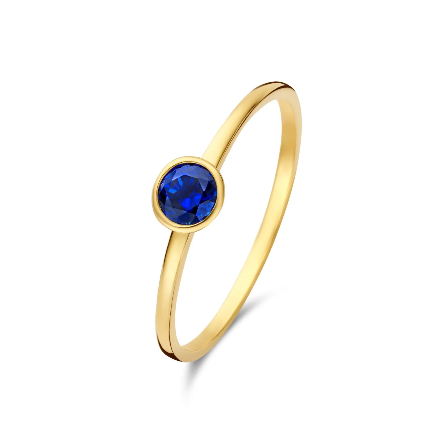 Fashion Baguette Nila 14 karaat gouden ring met blauwe zirkonia steen Ringen Met Steentjes