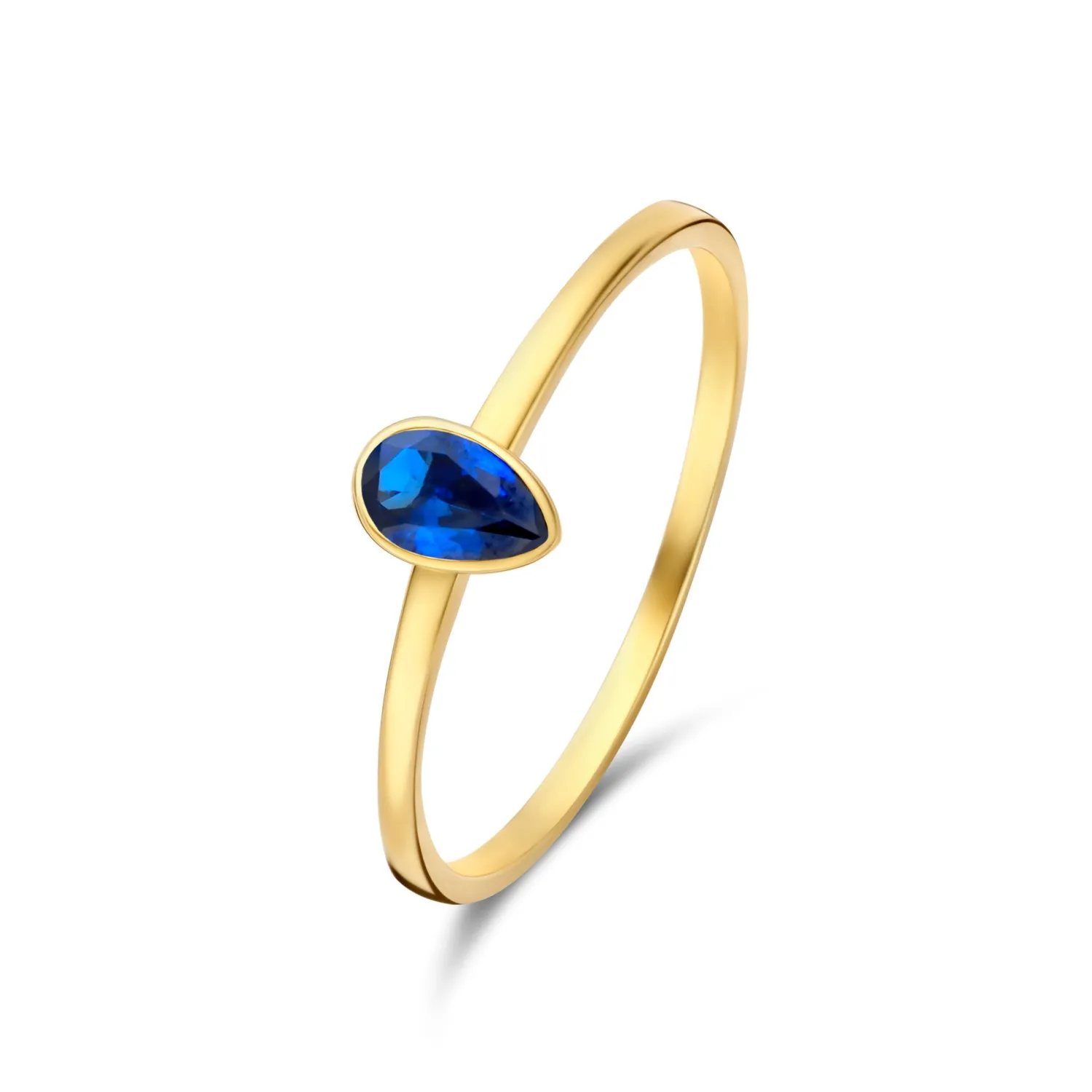 Cheap Baguette Nila 14 karaat gouden ring met blauwe zirkonia steen Ringen Met Steentjes