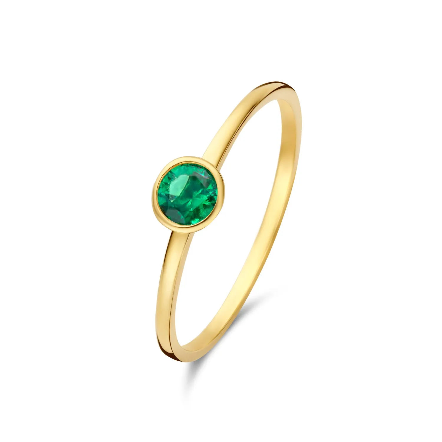 Shop Baguette Olivia 14 karaat gouden ring met groene zirkonia steen Ringen Met Steentjes