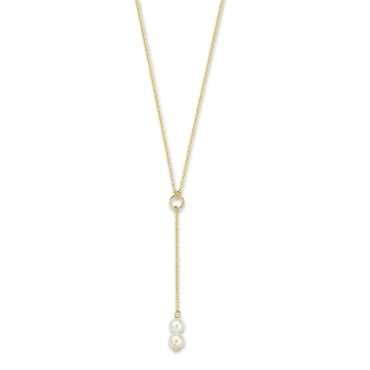 Outlet Belleville Luna 14 karaat gouden collier met zoetwaterparels Parel Colliers