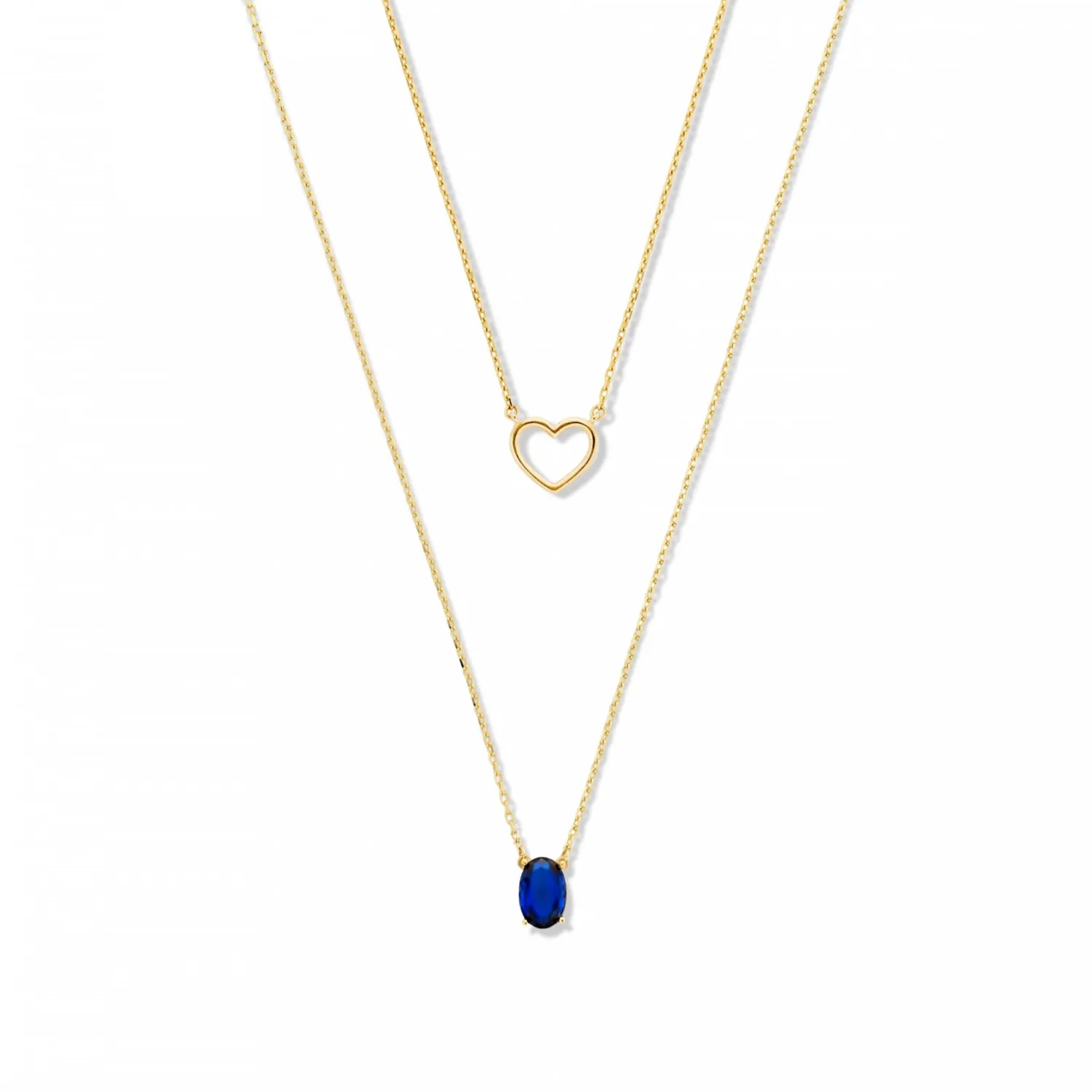 New Cadeau d'Isabel 14 karaat gouden kettingen giftset met hartje en zirkonia steen Hartjes Colliers