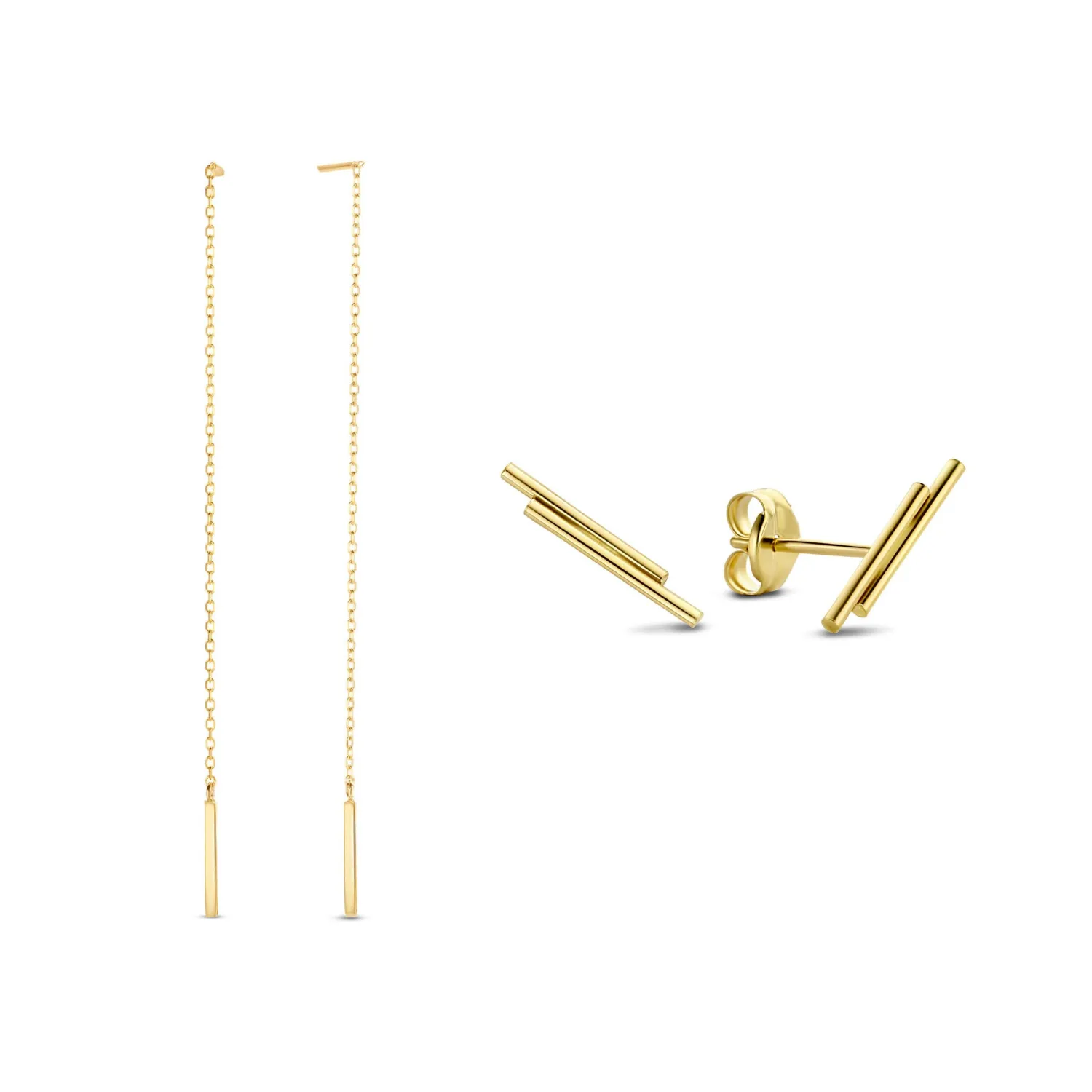 Discount Cadeau d'Isabel 14 karaat gouden oorbellen set met staafjes Oorbellen Sets | Oorhangers