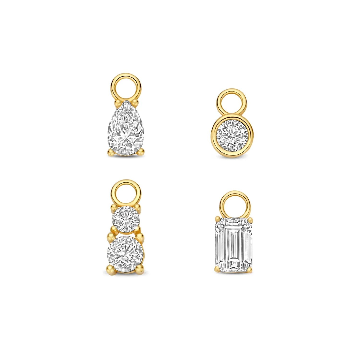 Store Cadeau d'Isabel 14 karaat gouden vierdelige oorbedel set met zirkonia steentjes | zonder creolen Oorbellen Sets | Creolen