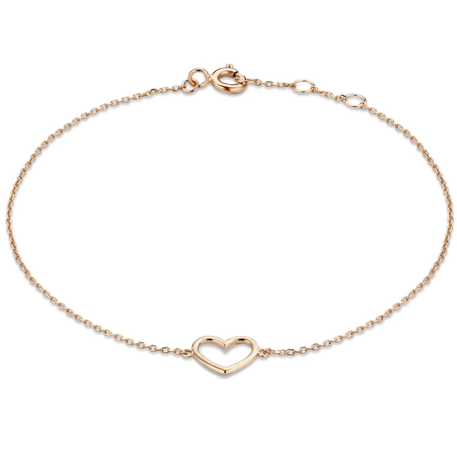Shop Cadeau d'Isabel 14 karaat rosé gouden collier en armband giftset met hartje Rosé Gouden Colliers | Rosé Gouden Armbanden