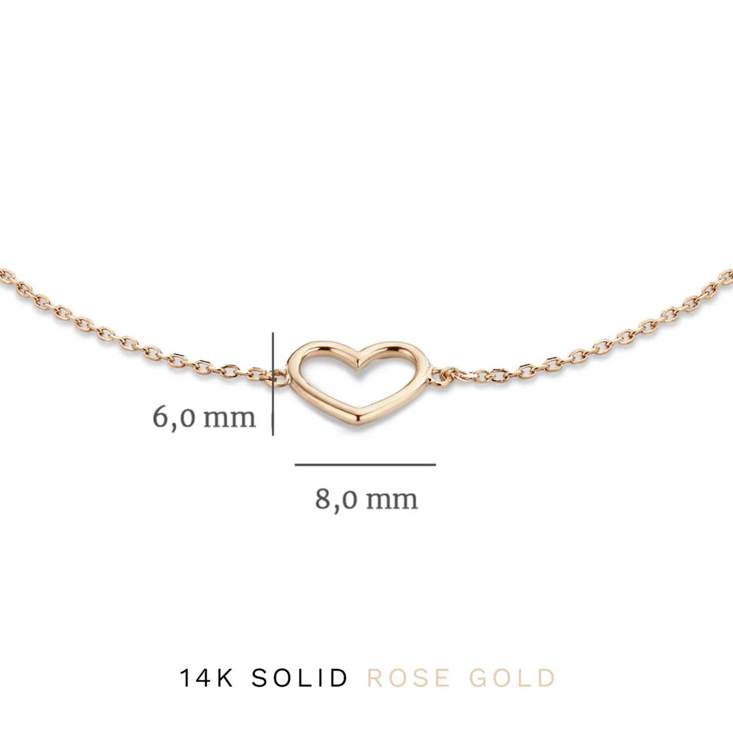 Shop Cadeau d'Isabel 14 karaat rosé gouden collier en armband giftset met hartje Rosé Gouden Colliers | Rosé Gouden Armbanden