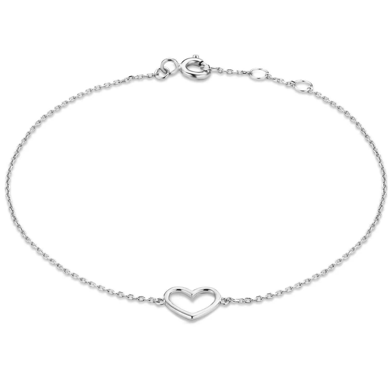 Clearance Cadeau d'Isabel 14 karaat witgouden collier en armband giftset met hartje Hartjes Colliers | Hartjes Armbanden