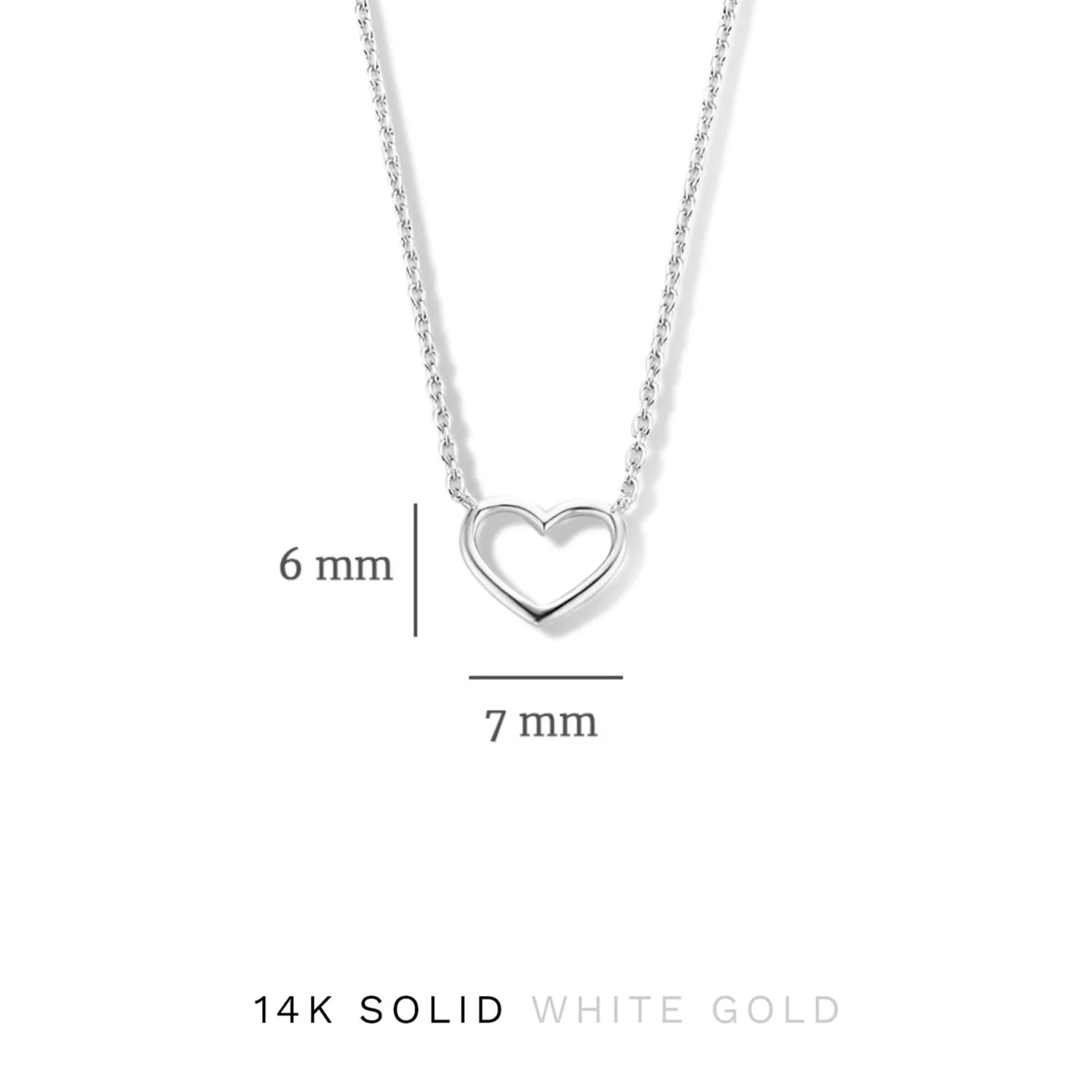 Clearance Cadeau d'Isabel 14 karaat witgouden collier en armband giftset met hartje Hartjes Colliers | Hartjes Armbanden