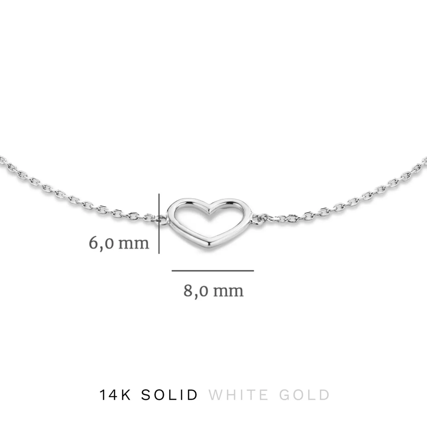 Clearance Cadeau d'Isabel 14 karaat witgouden collier en armband giftset met hartje Hartjes Colliers | Hartjes Armbanden