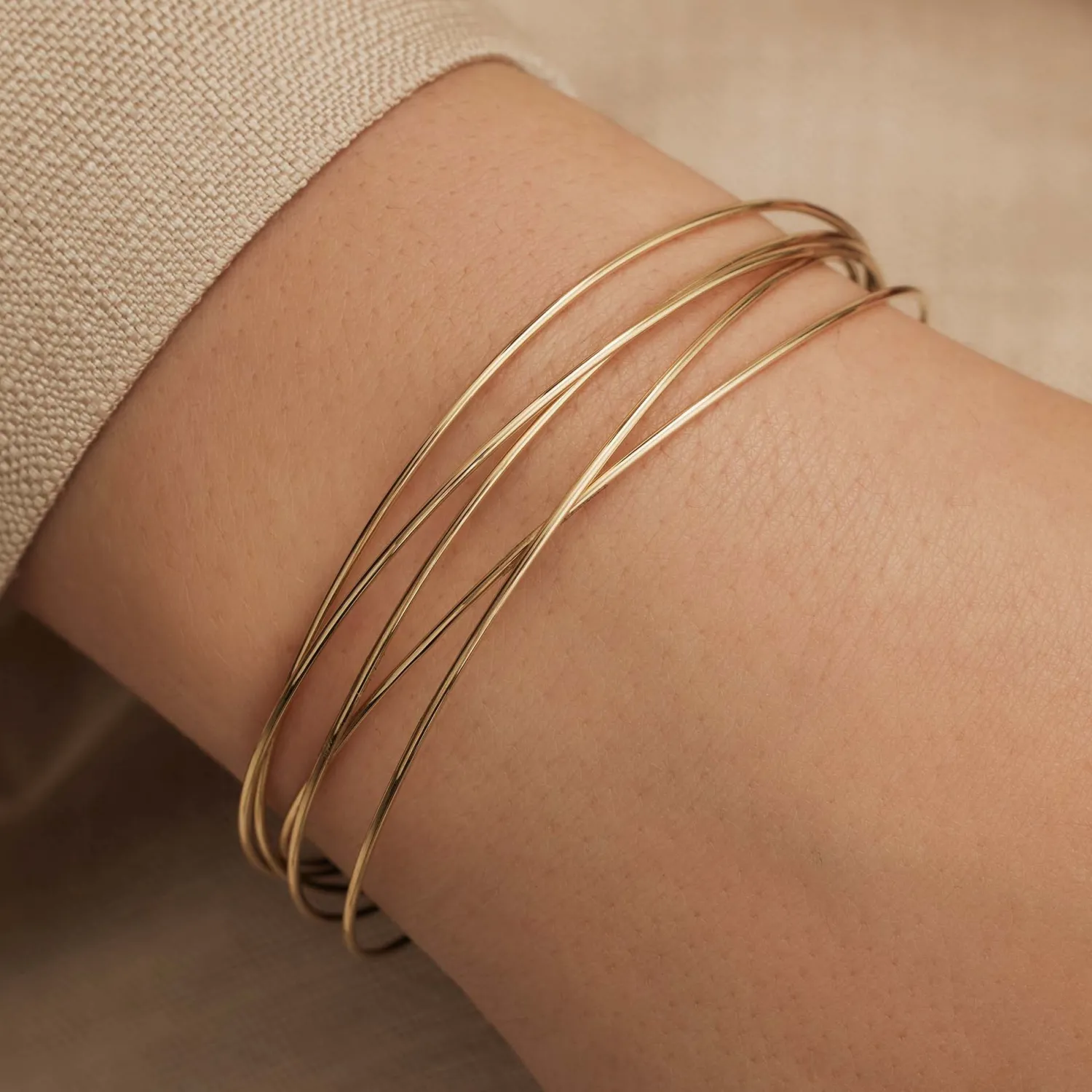 Clearance Cour d'Honneur Adora 14 karaat gouden bangles met 5 armbanden Bangles