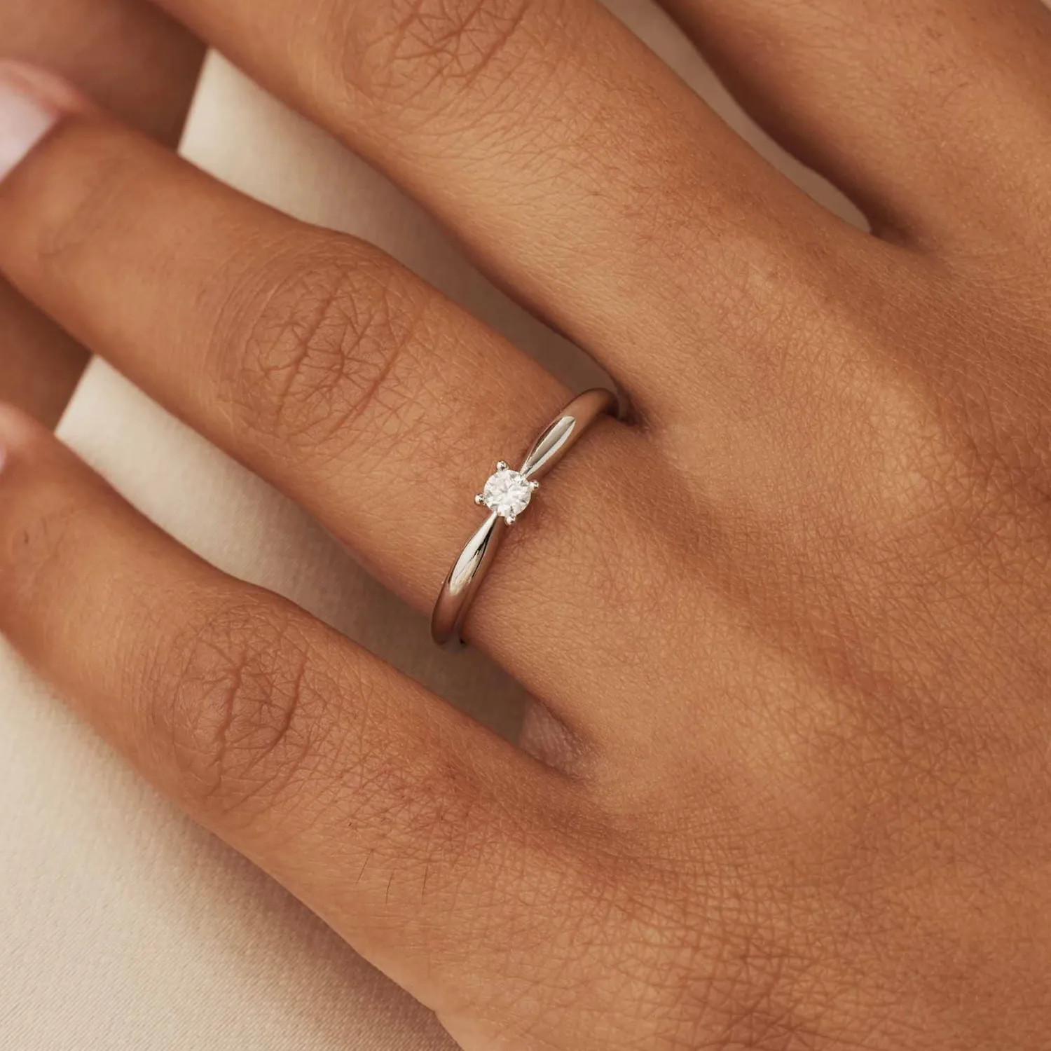 Store De la Paix Celesse 14 karaat witgouden ring met diamant 0.07 karaat Witgouden Ringen | Ringen Met Steentjes