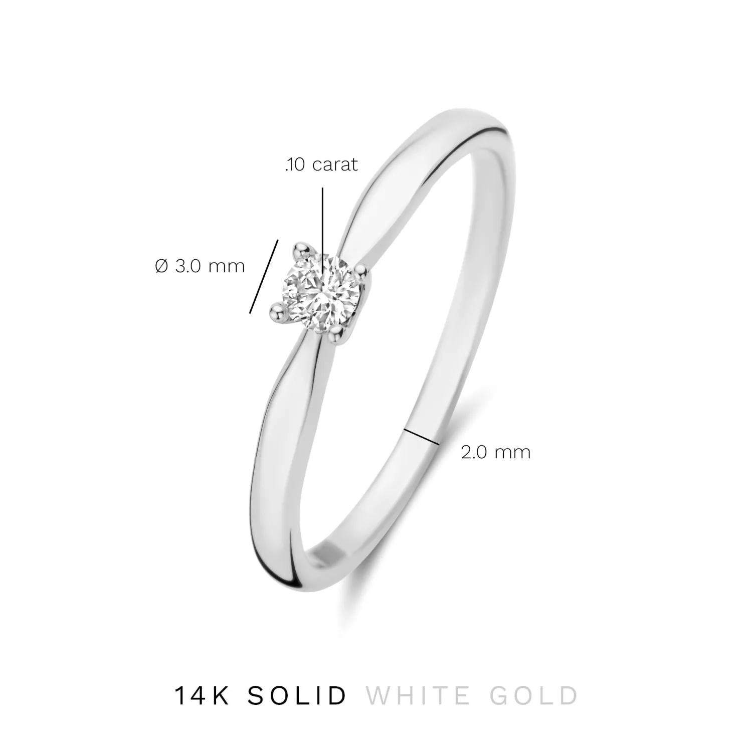 Clearance De la Paix Christine 14 karaat witgouden ring met diamant 0.10 karaat Witgouden Ringen | Ringen Met Steentjes