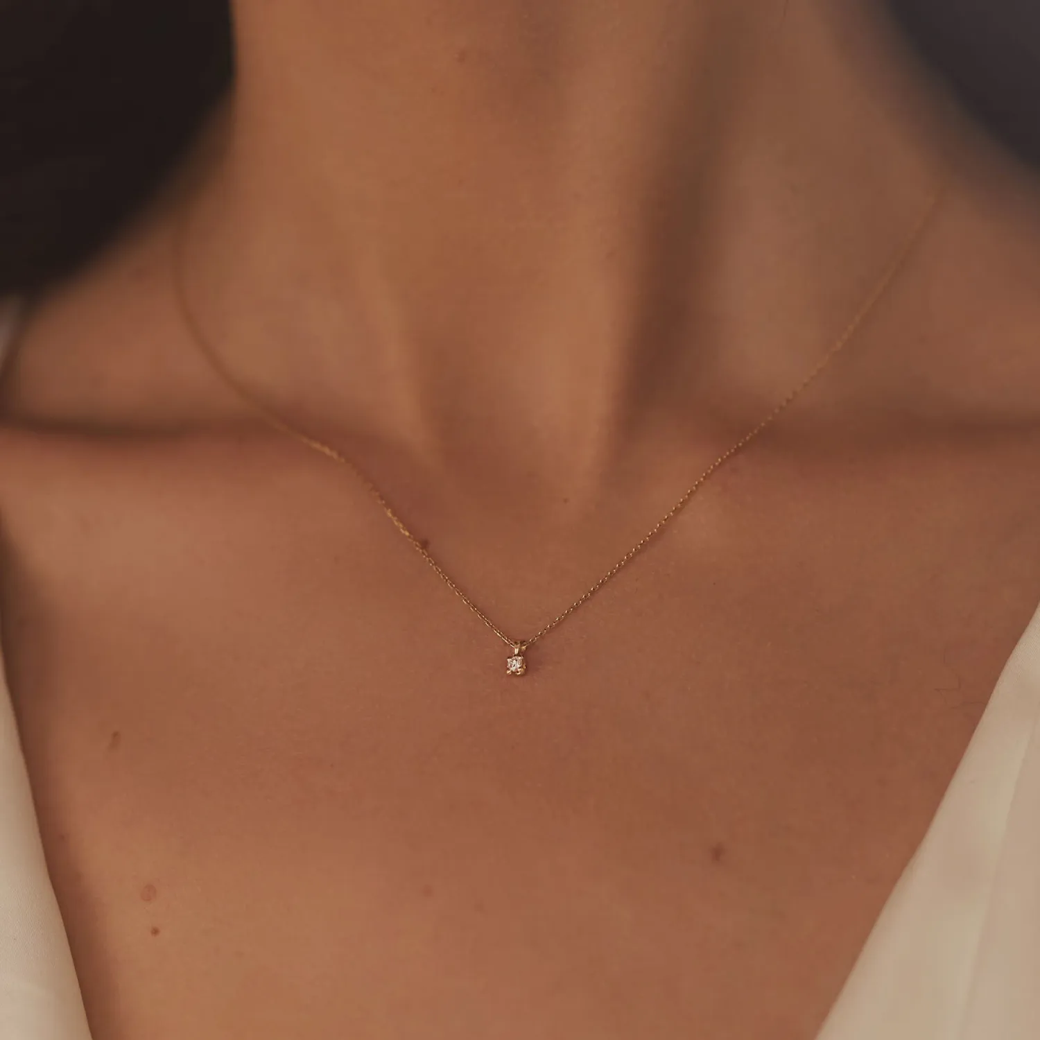 Shop De la Paix Céline 14 karaat gouden collier met diamant 0.05 karaat Diamanten Colliers