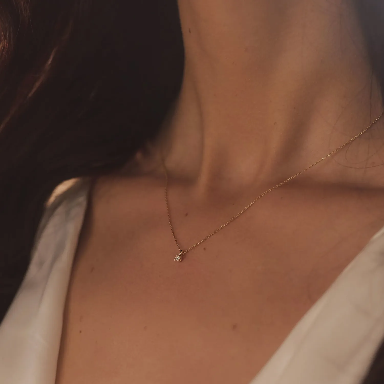 Shop De la Paix Céline 14 karaat gouden collier met diamant 0.05 karaat Diamanten Colliers