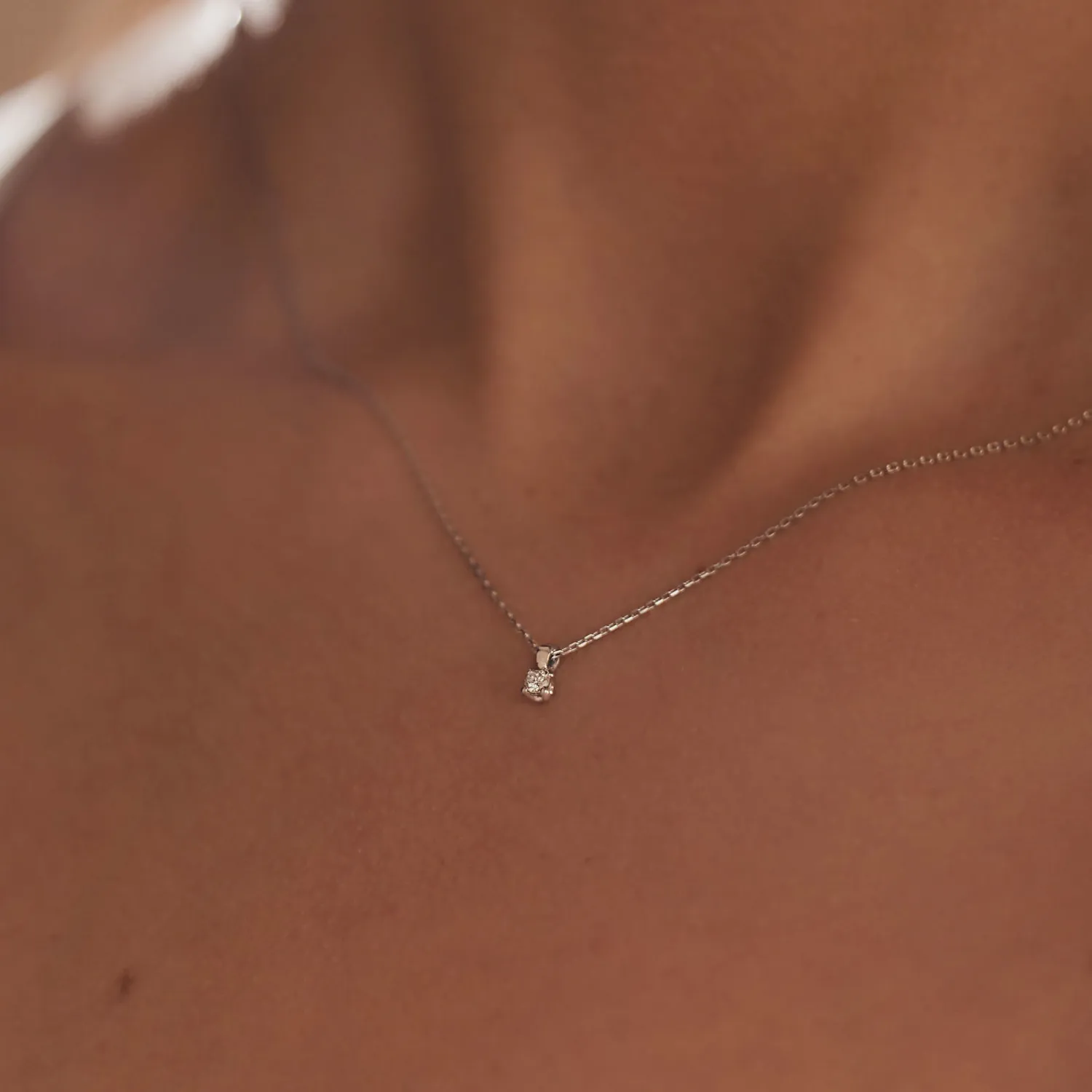 Best Sale De la Paix Céline 14 karaat witgouden collier met diamant 0.05 karaat Witgouden Colliers | Diamanten Colliers