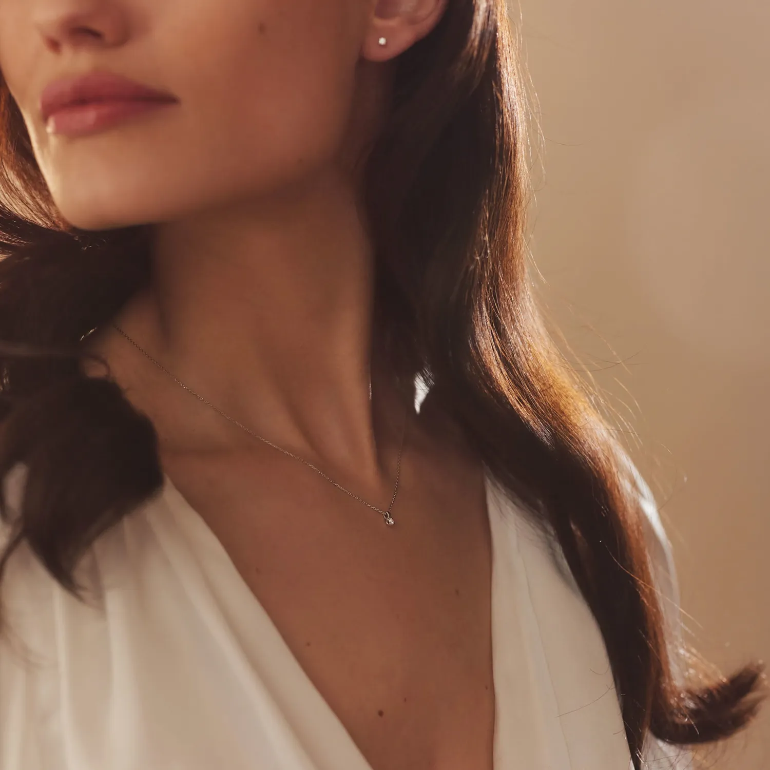 Best Sale De la Paix Céline 14 karaat witgouden collier met diamant 0.05 karaat Witgouden Colliers | Diamanten Colliers