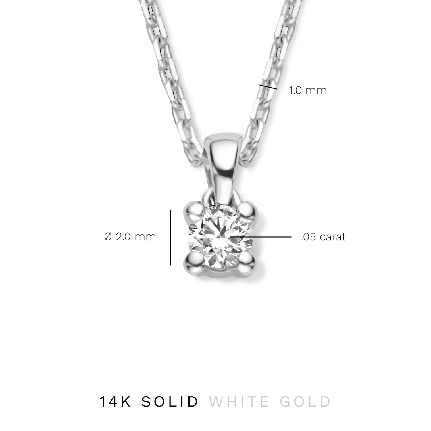 Best Sale De la Paix Céline 14 karaat witgouden collier met diamant 0.05 karaat Witgouden Colliers | Diamanten Colliers