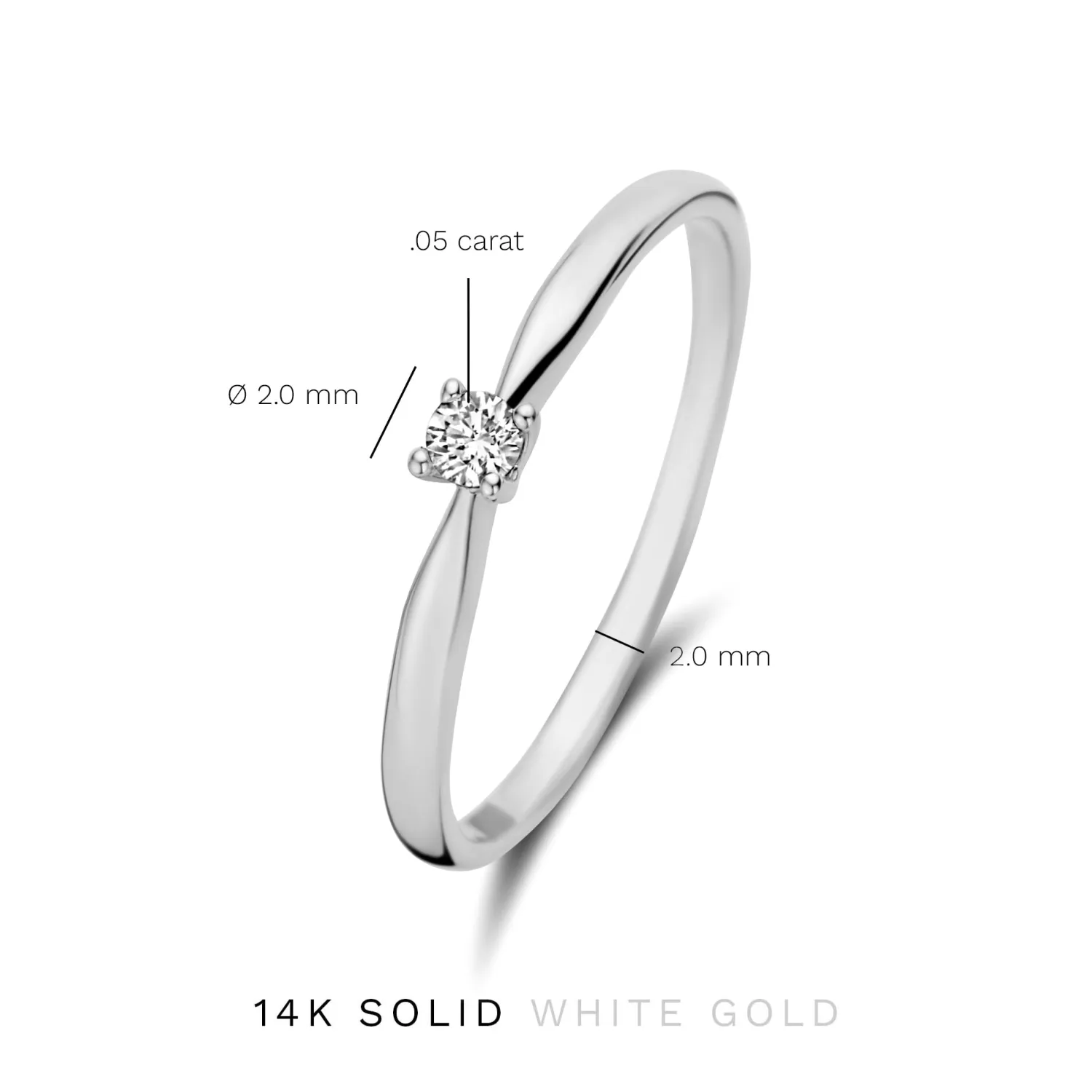 Fashion De la Paix Céline 14 karaat witgouden ring met diamant 0.05 karaat Witgouden Ringen | Ringen Met Steentjes