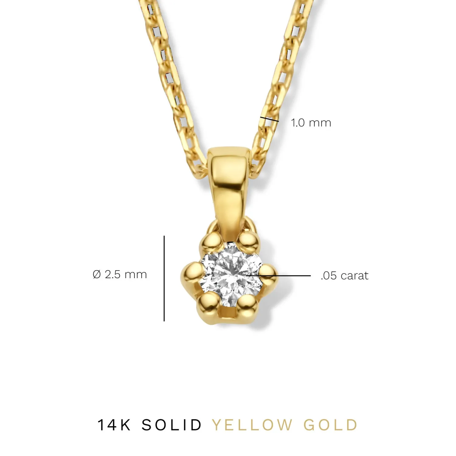 Sale De la Paix Emily 14 karaat gouden collier met diamant 0.05 karaat Diamanten Colliers