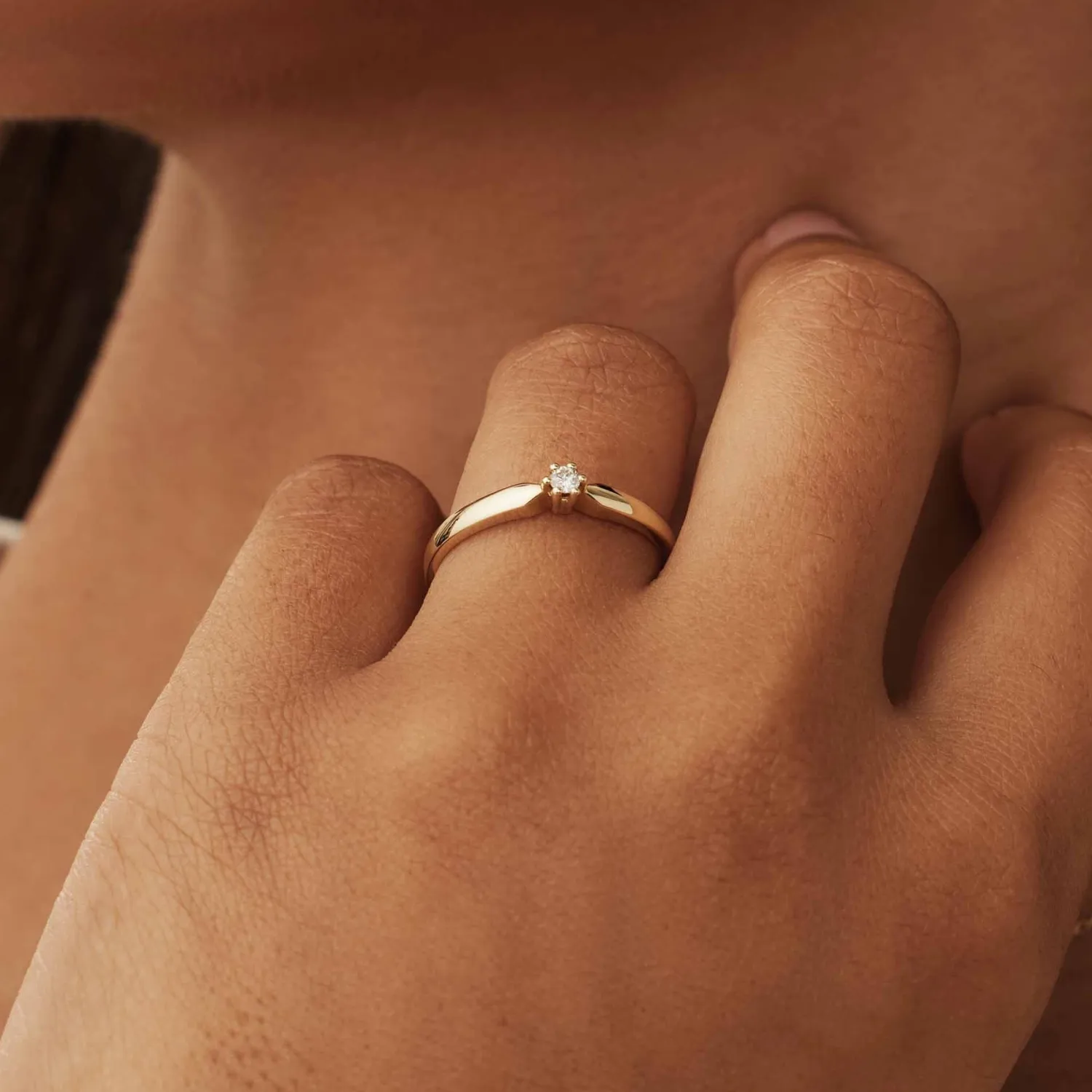 Store De la Paix Emily 14 karaat gouden ring met diamant 0.05 karaat Ringen Met Steentjes | Diamanten Ringen