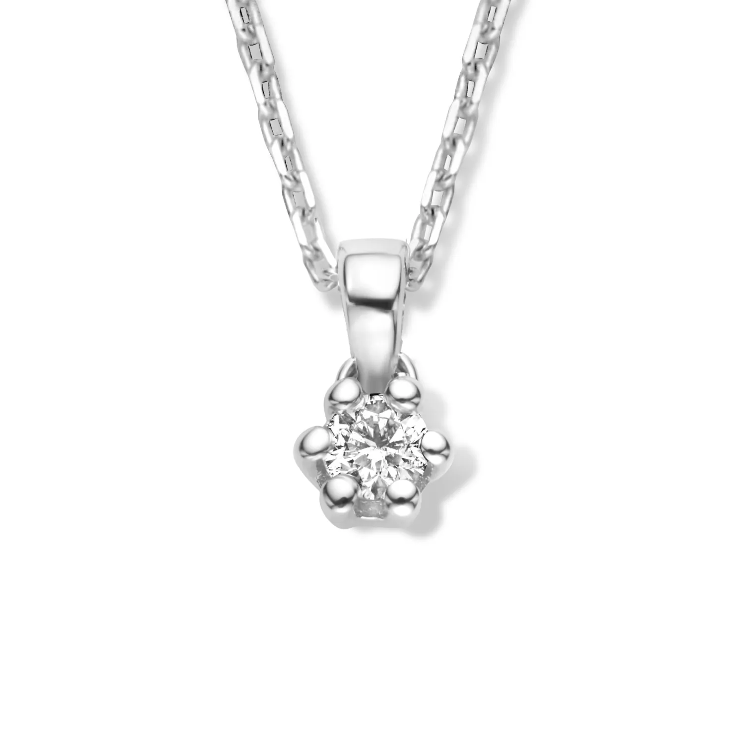 Sale De la Paix Emily 14 karaat witgouden collier met diamant 0.05 karaat Witgouden Colliers | Diamanten Colliers