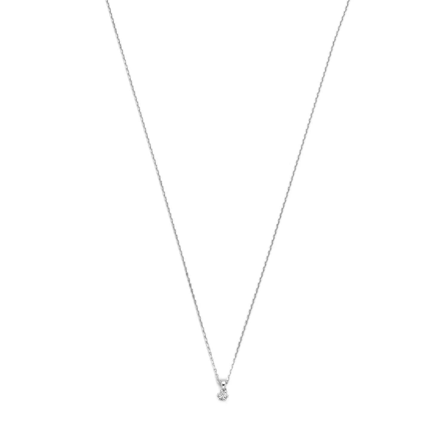 Sale De la Paix Emily 14 karaat witgouden collier met diamant 0.05 karaat Witgouden Colliers | Diamanten Colliers