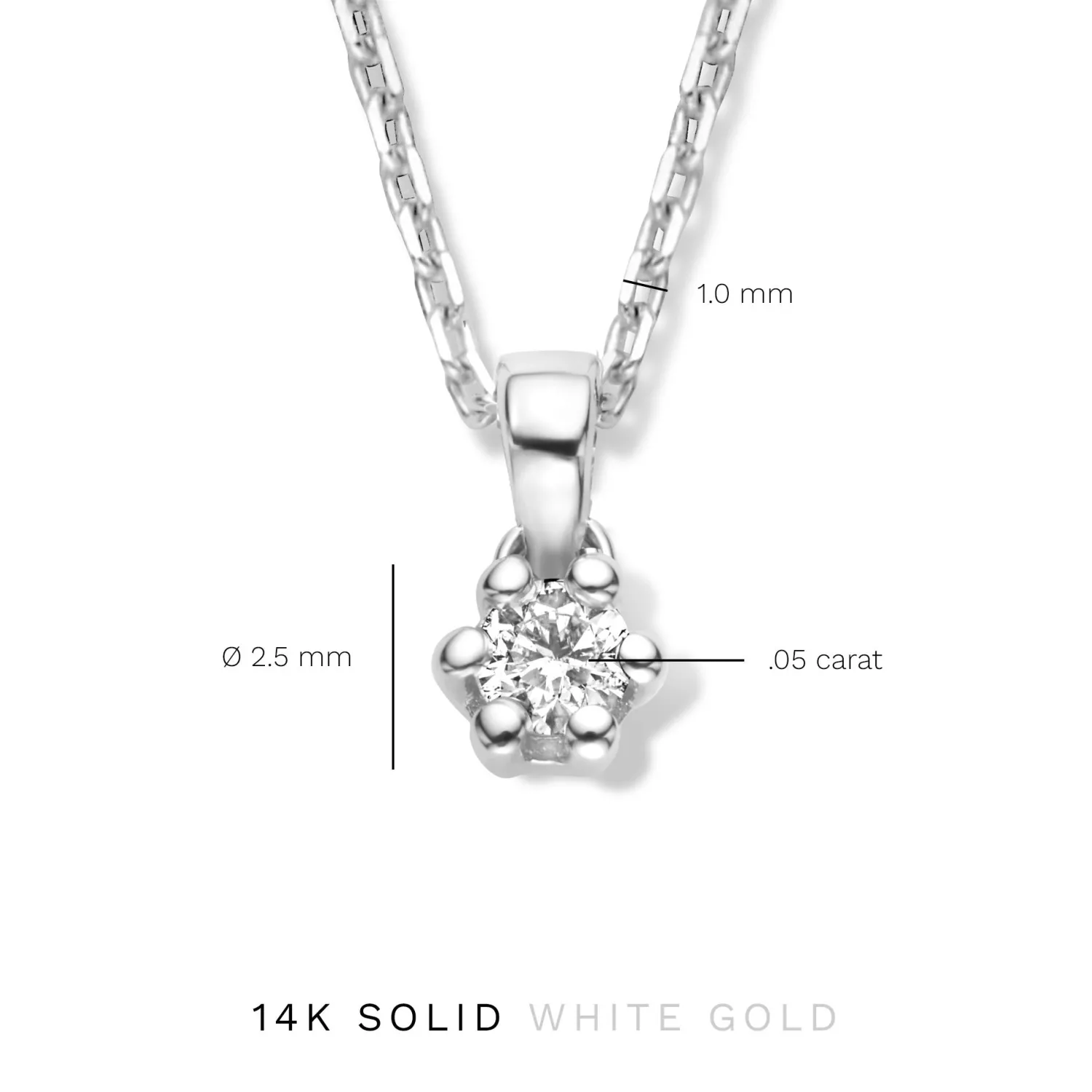 Sale De la Paix Emily 14 karaat witgouden collier met diamant 0.05 karaat Witgouden Colliers | Diamanten Colliers