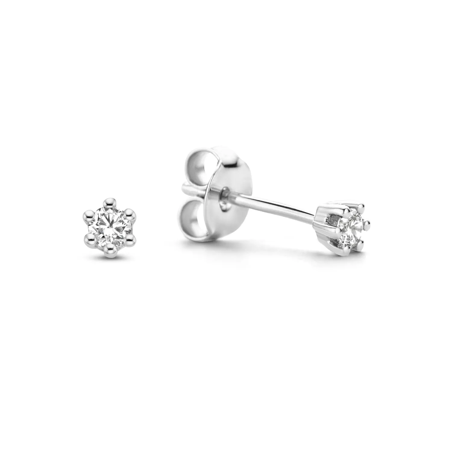 Best De la Paix Emily 14 karaat witgouden oorknoppen met diamant 0.10 karaat Witgouden Oorbellen | Diamanten Oorbellen