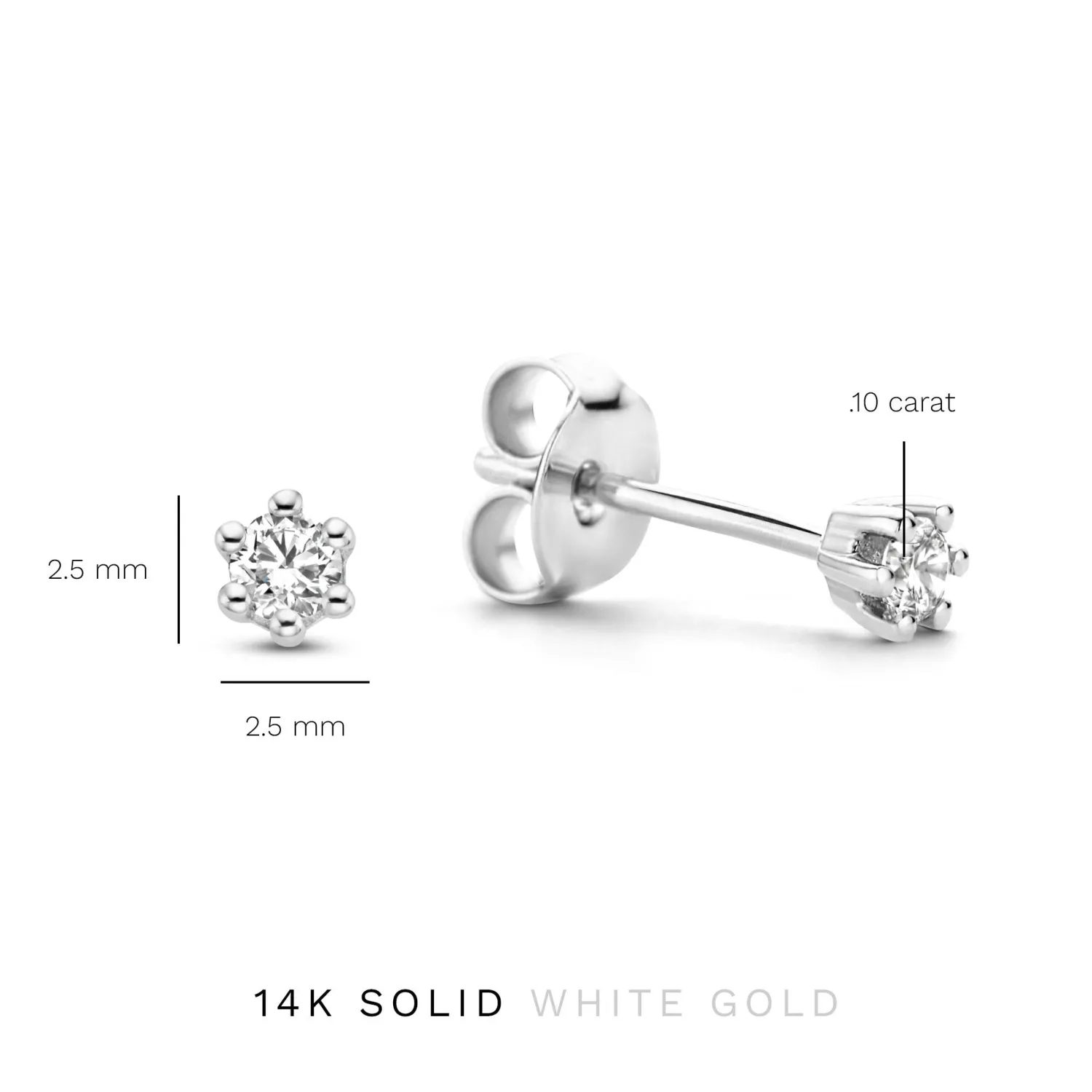 Best De la Paix Emily 14 karaat witgouden oorknoppen met diamant 0.10 karaat Witgouden Oorbellen | Diamanten Oorbellen