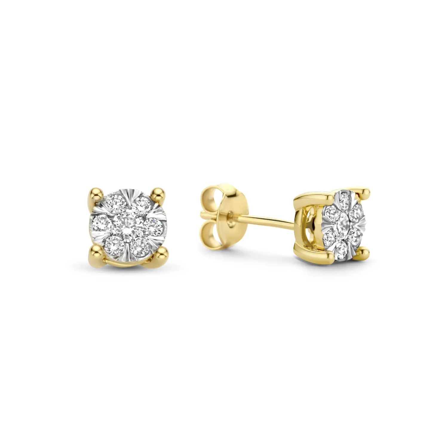 Best De la Paix Hanaé 14 karaat gouden oorknoppen met diamant 0.28 karaat Oorknoppen | Diamanten Oorbellen