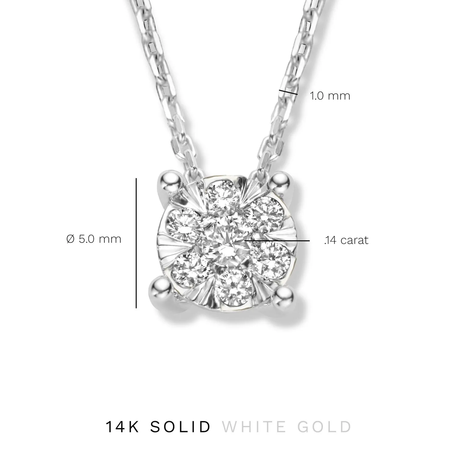 Online De la Paix Hanaé 14 karaat witgouden collier met diamant 0.14 karaat Witgouden Colliers | Diamanten Colliers