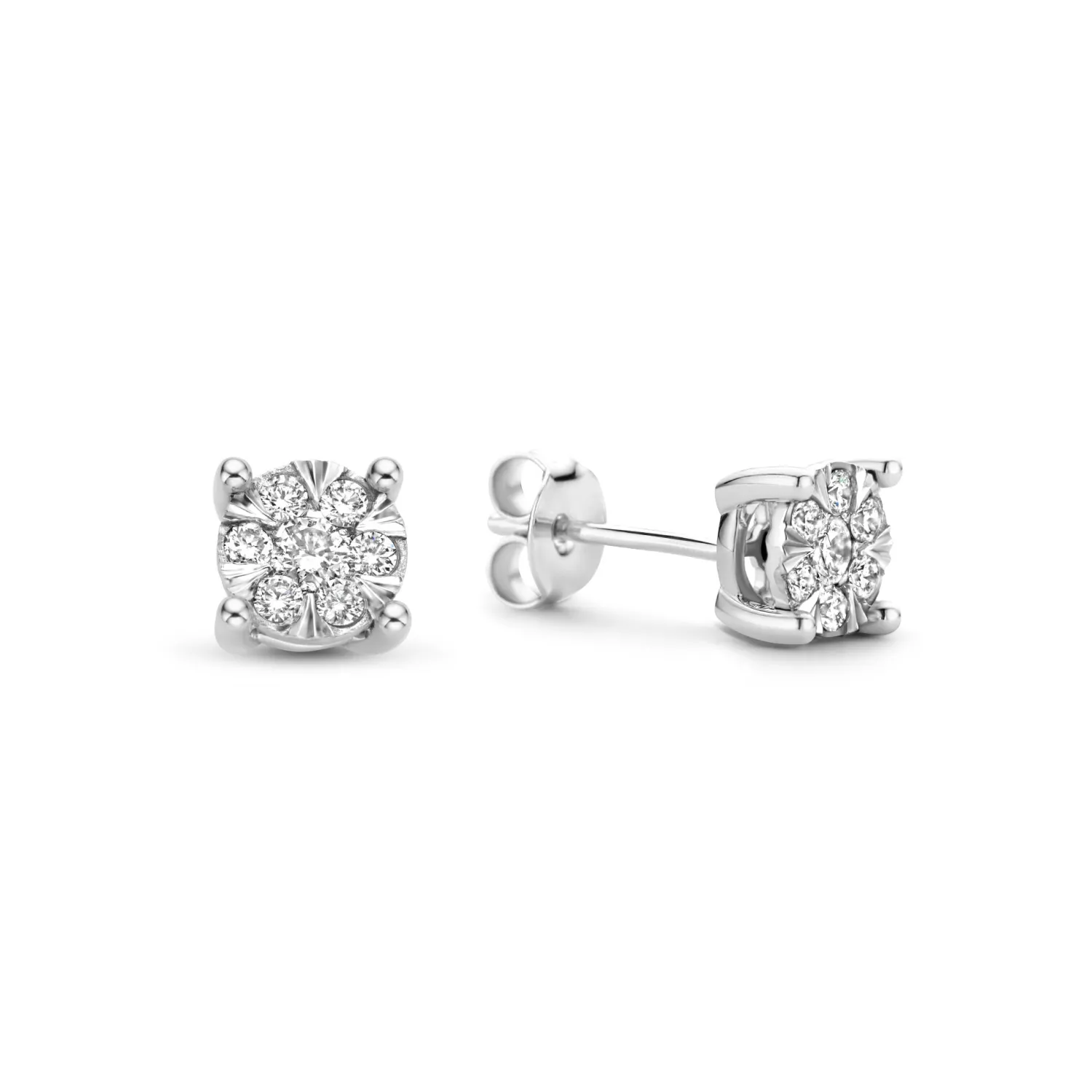 Best De la Paix Hanaé 14 karaat witgouden oorknoppen met diamant 0.28 karaat Witgouden Oorbellen | Diamanten Oorbellen