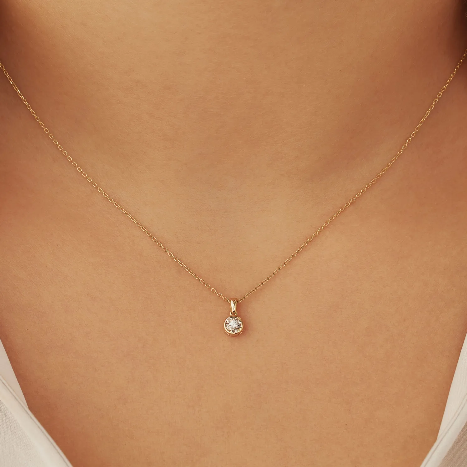 Discount De la Paix Inaya 14 karaat gouden collier met diamant 0.03 karaat Diamanten Colliers