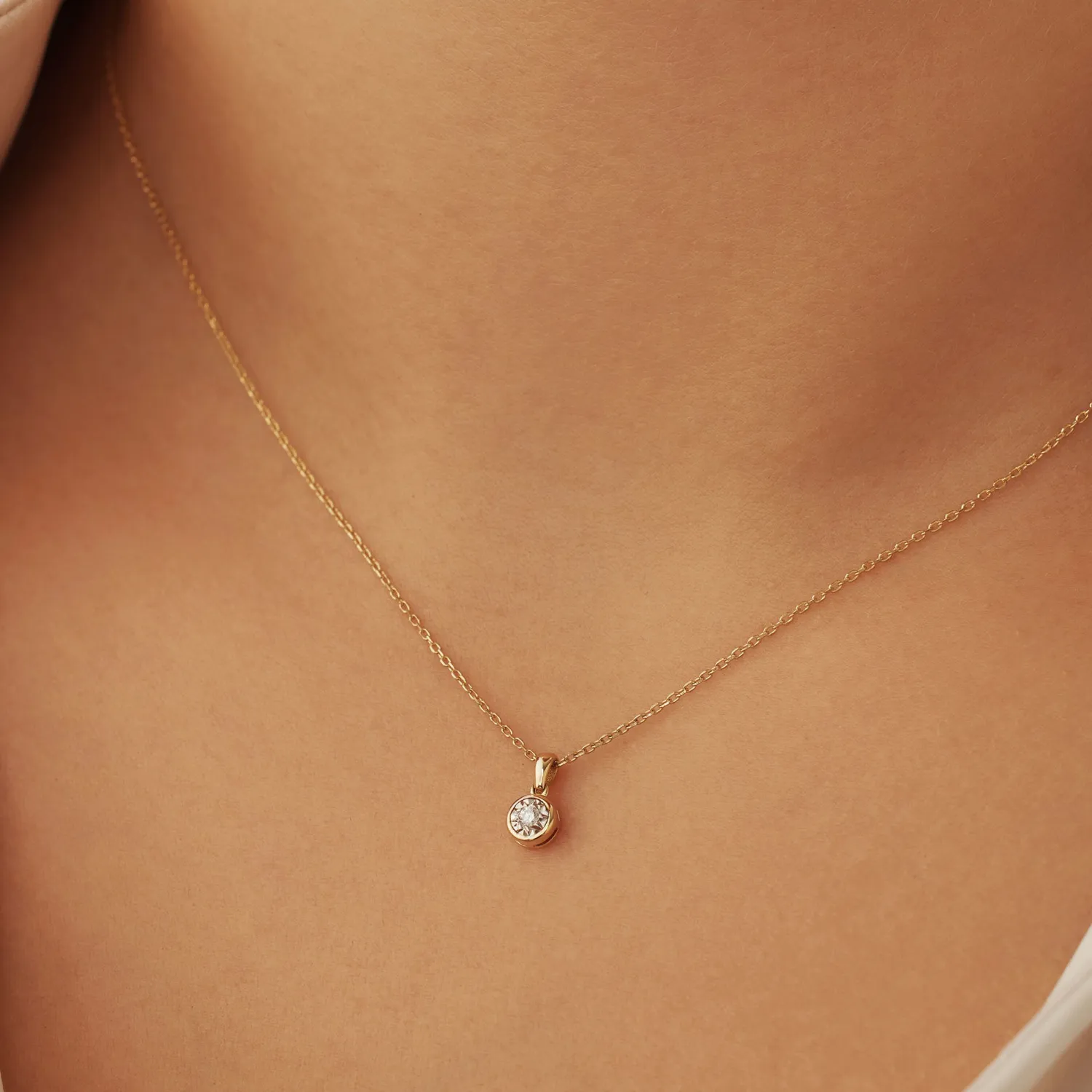 Discount De la Paix Inaya 14 karaat gouden collier met diamant 0.03 karaat Diamanten Colliers
