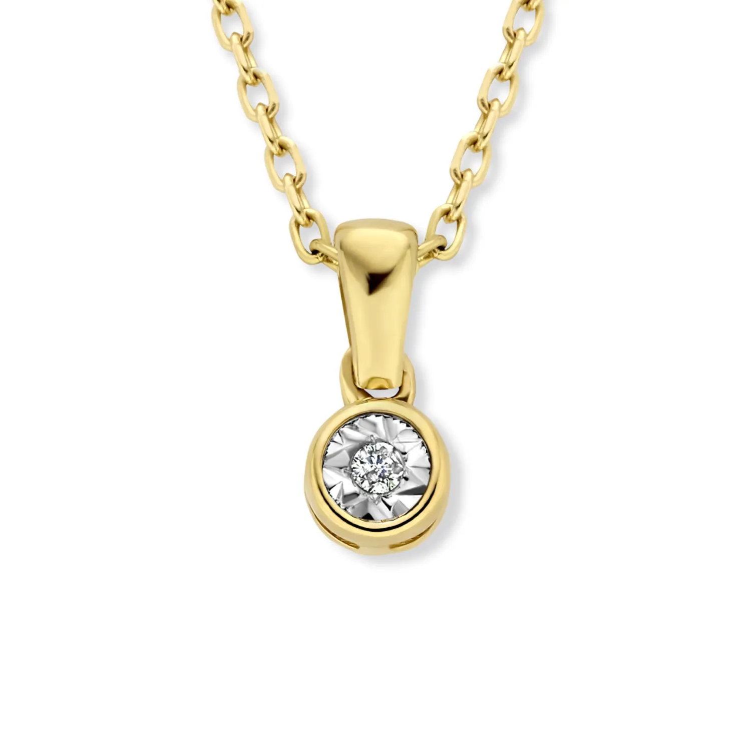 Fashion De la Paix Inaya 14 karaat gouden collier met diamant 0.01 karaat Diamanten Colliers