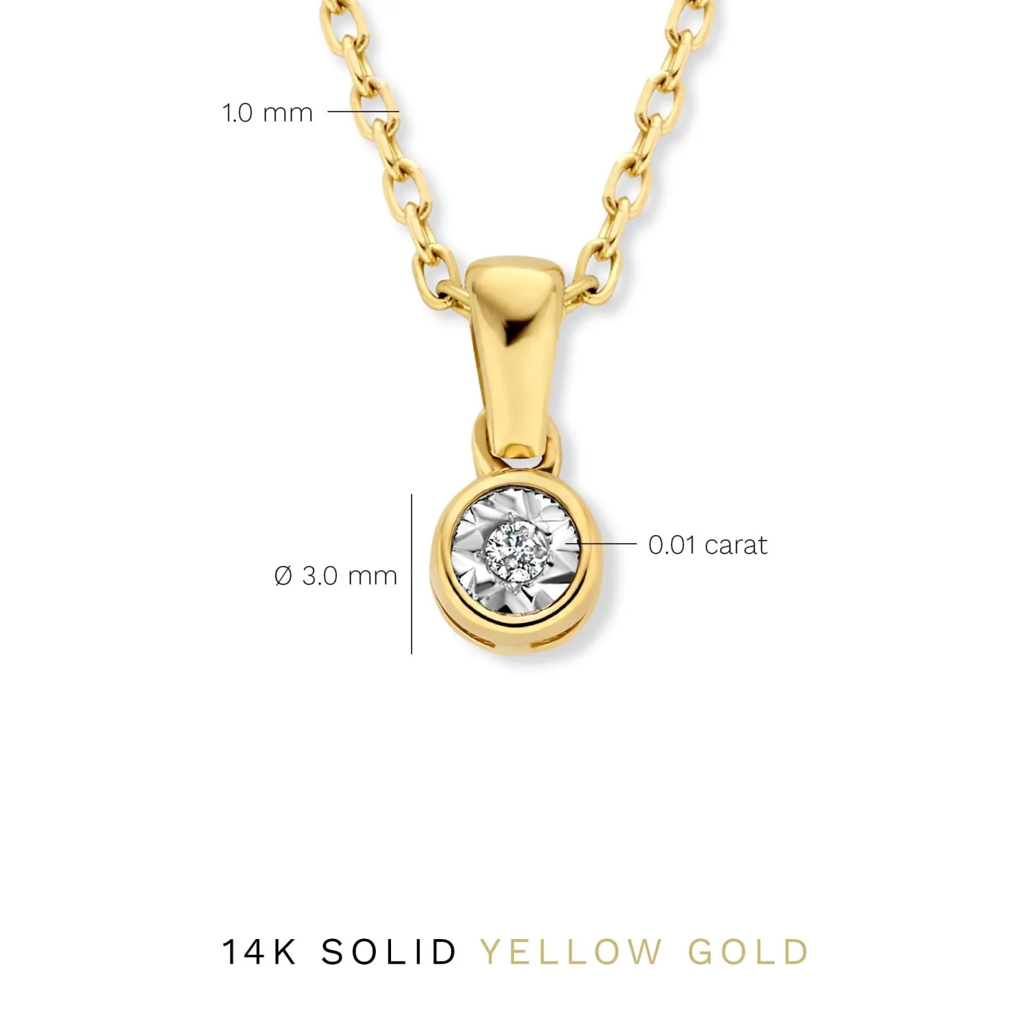 Fashion De la Paix Inaya 14 karaat gouden collier met diamant 0.01 karaat Diamanten Colliers