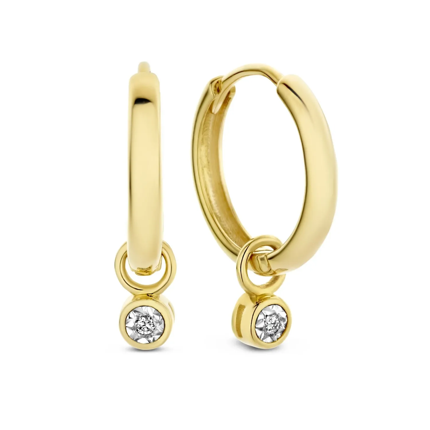 Cheap De la Paix Inaya 14 karaat gouden creolen met diamant 0.02 karaat Creolen | Diamanten Oorbellen