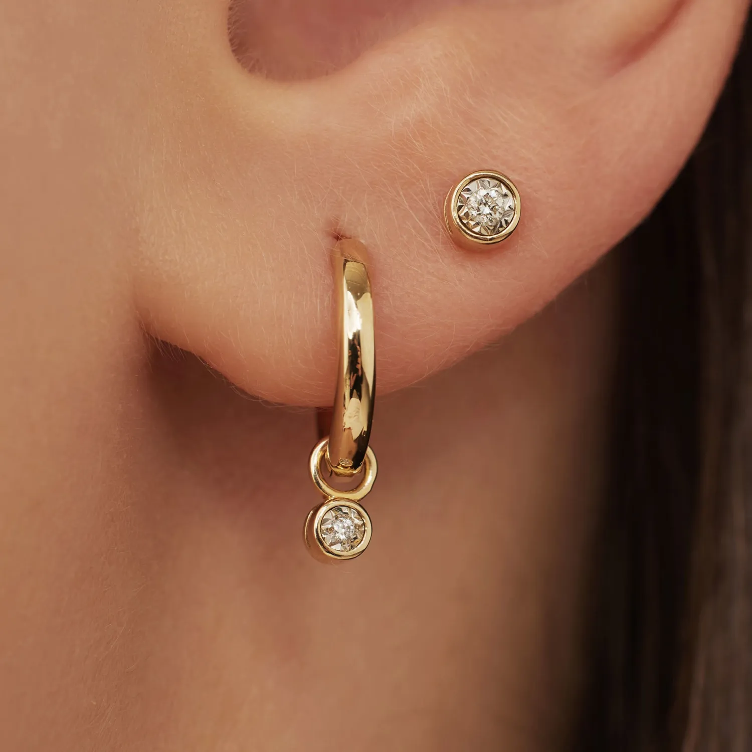 Cheap De la Paix Inaya 14 karaat gouden creolen met diamant 0.02 karaat Creolen | Diamanten Oorbellen