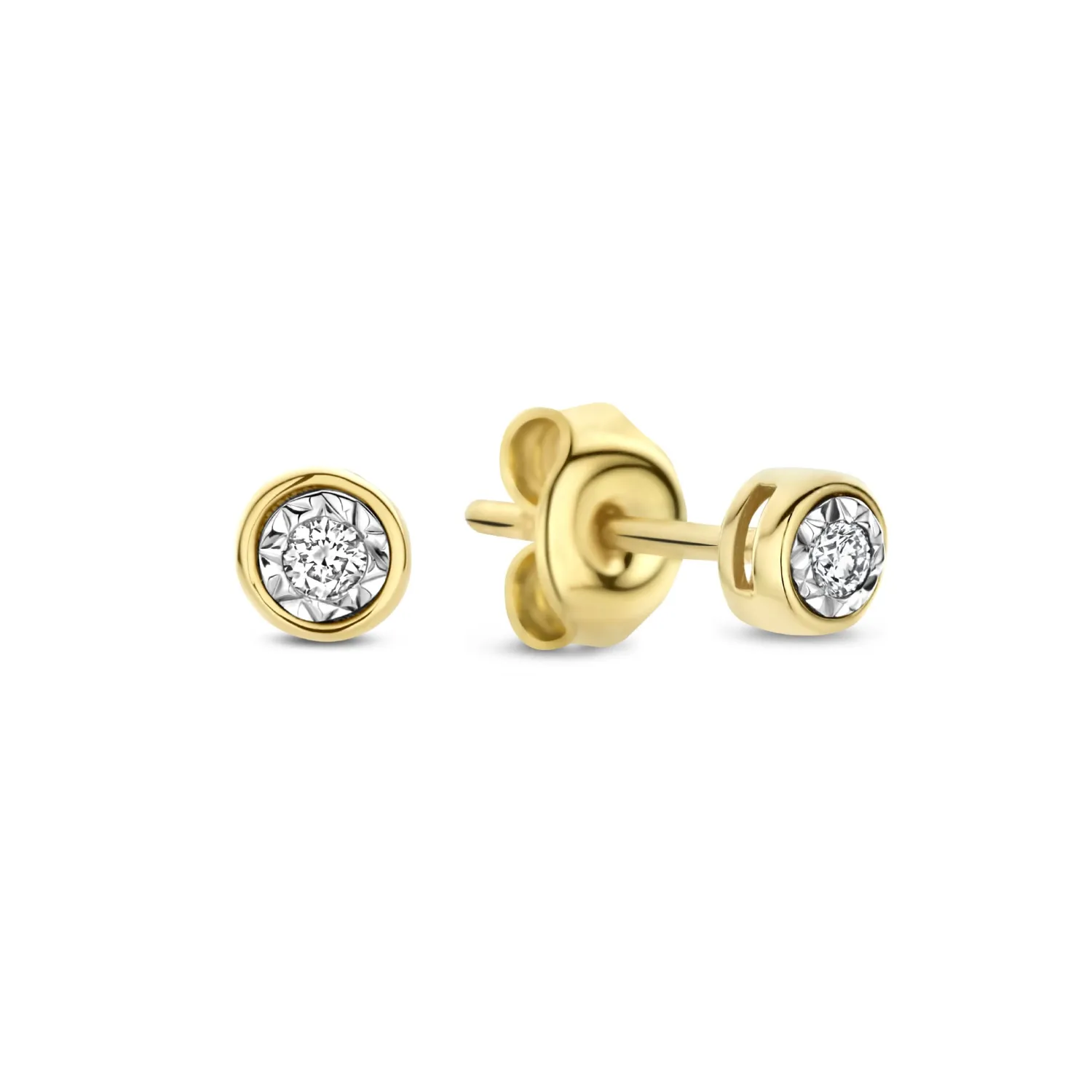 Shop De la Paix Inaya 14 karaat gouden oorknoppen met diamant 0.04 karaat Oorknoppen | Diamanten Oorbellen