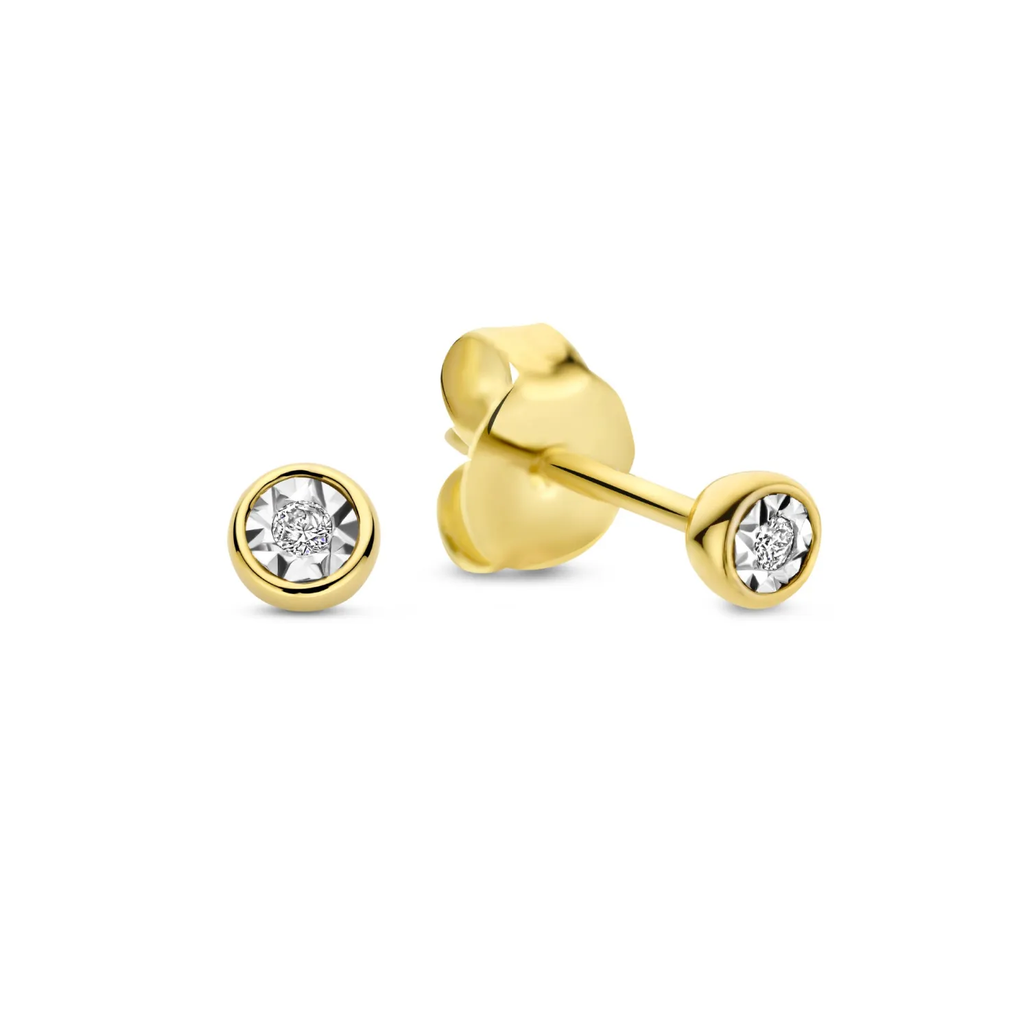 Clearance De la Paix Inaya 14 karaat gouden oorknoppen met diamant 0.02 karaat Oorknoppen | Diamanten Oorbellen