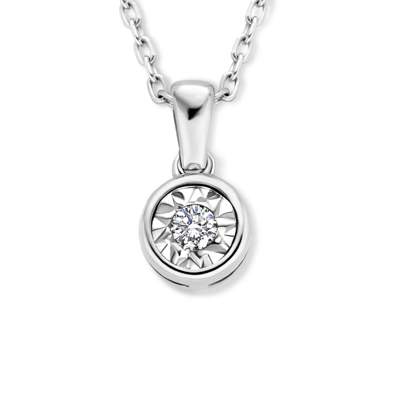 Fashion De la Paix Inaya 14 karaat witgouden collier met diamant 0.03 karaat Witgouden Colliers | Diamanten Colliers