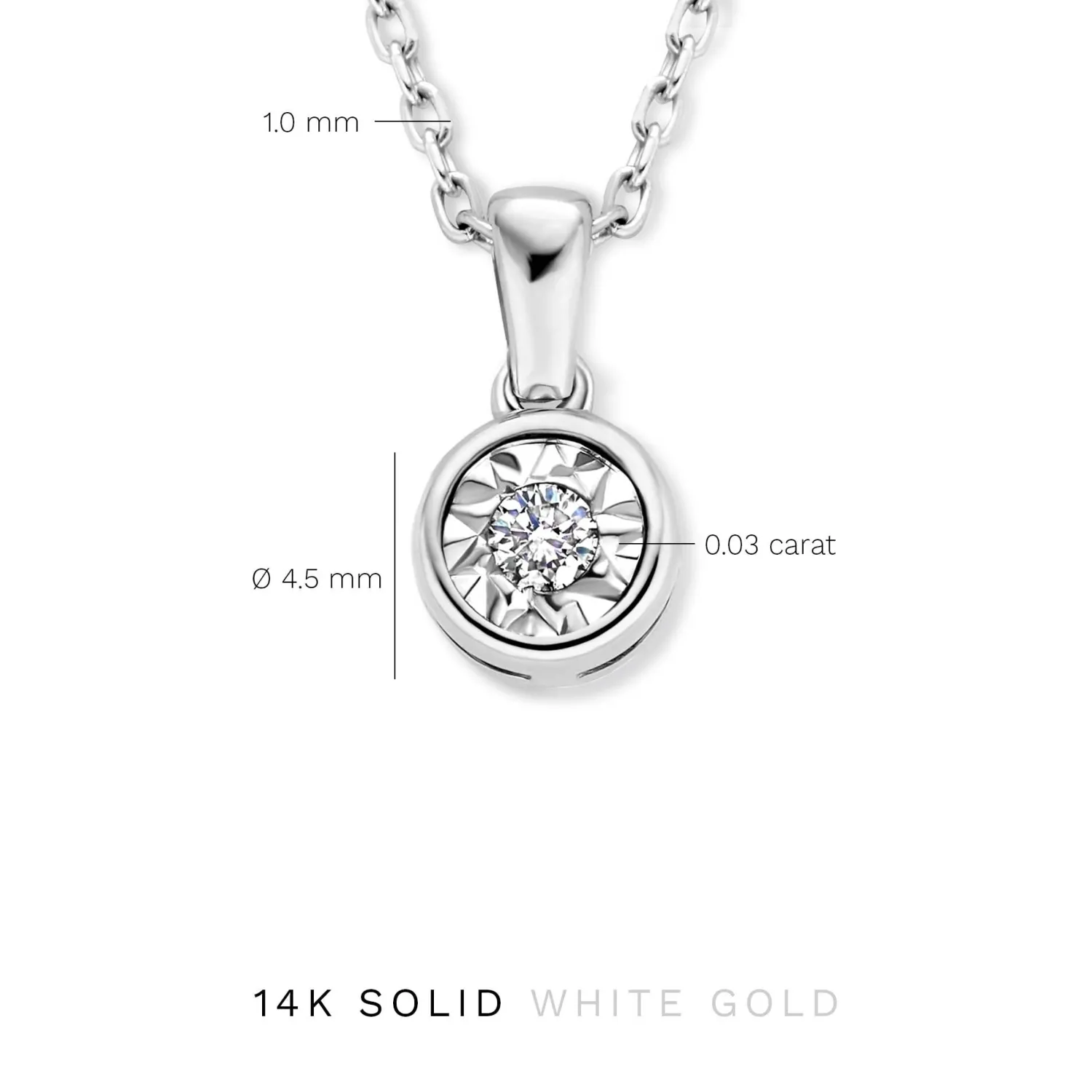 Fashion De la Paix Inaya 14 karaat witgouden collier met diamant 0.03 karaat Witgouden Colliers | Diamanten Colliers