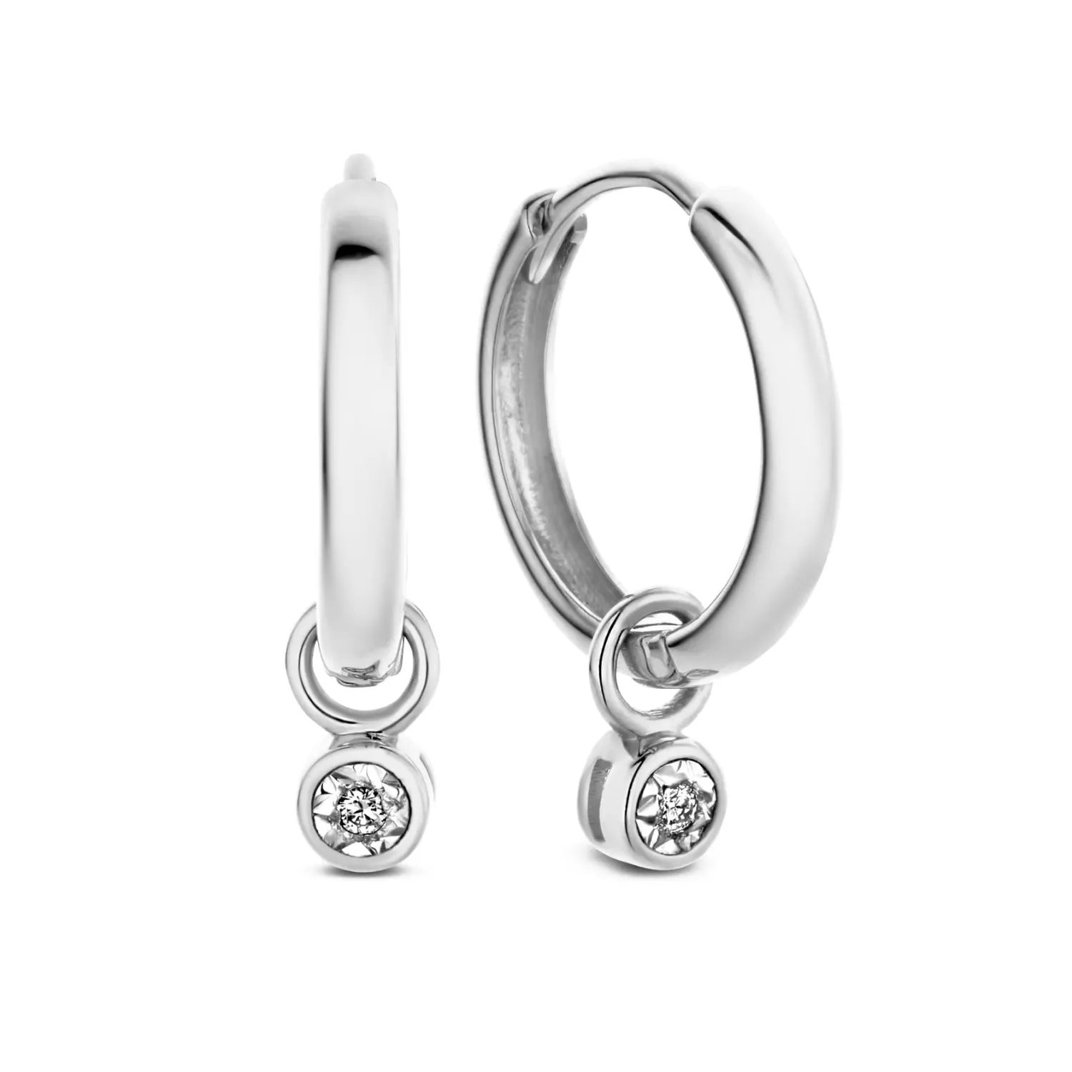 Best Sale De la Paix Inaya 14 karaat witgouden creolen met diamant 0.02 karaat Witgouden Oorbellen | Creolen
