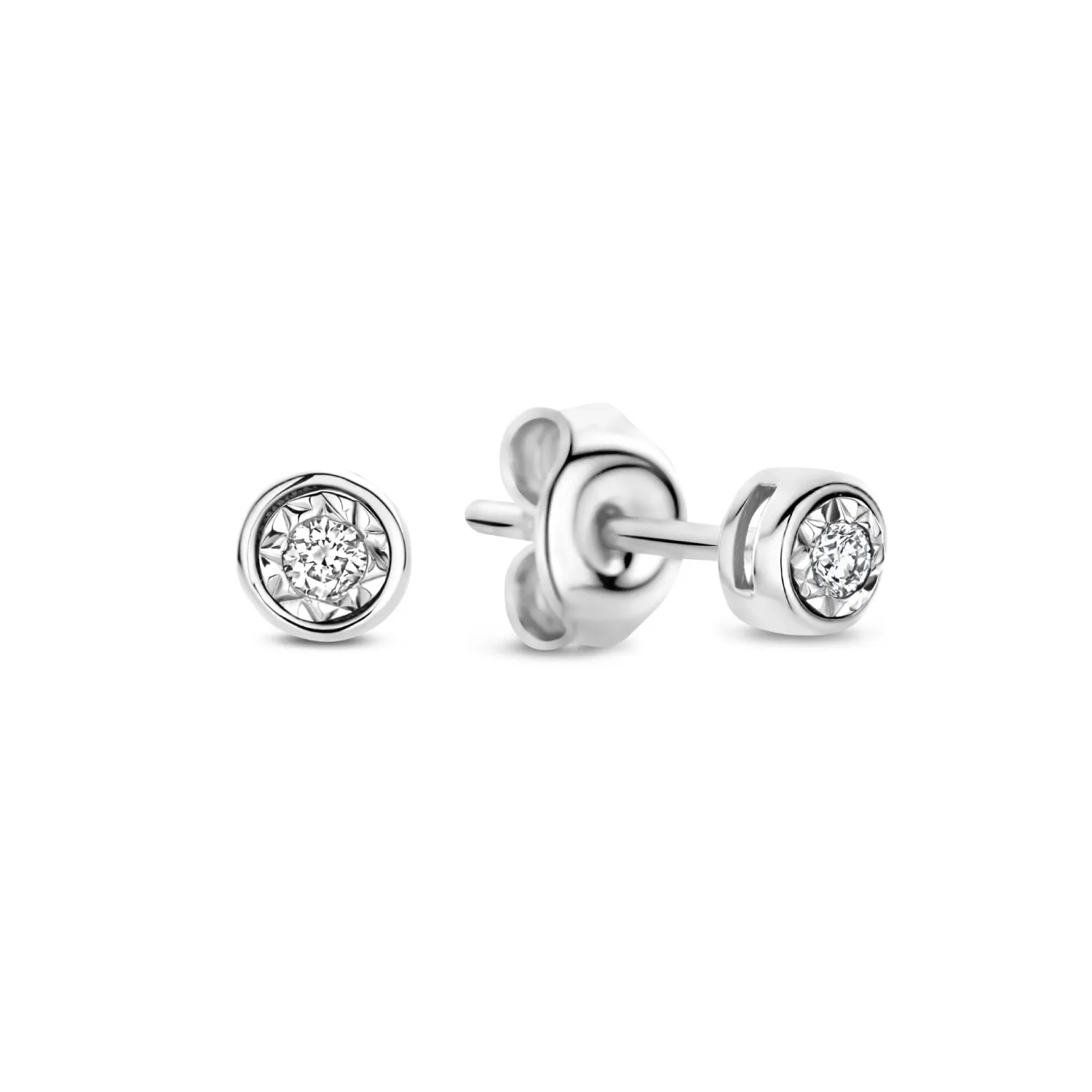 Cheap De la Paix Inaya 14 karaat witgouden oorknoppen met diamant 0.04 karaat Witgouden Oorbellen | Oorknoppen