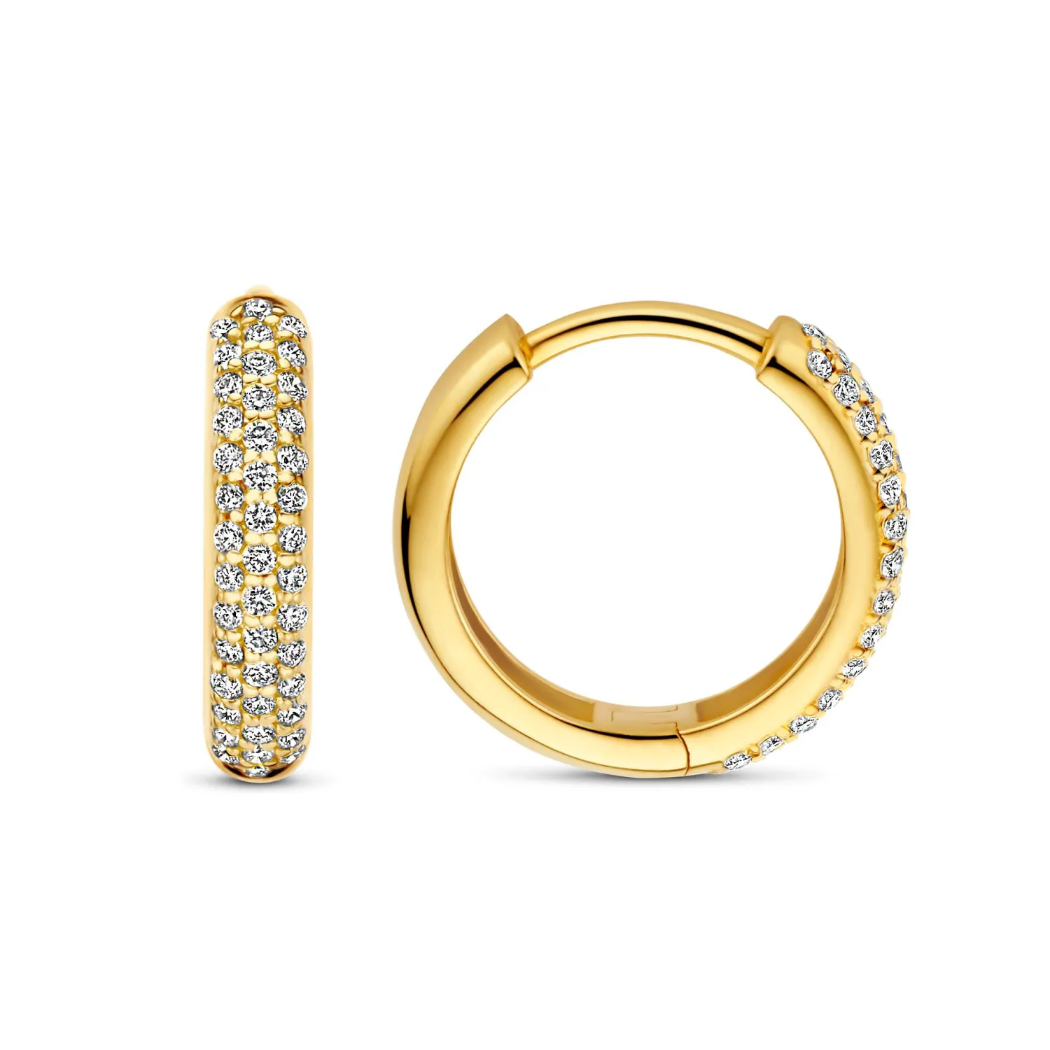 Hot De la Paix Laure 14 karaat gouden creolen met diamant 0.25 karaat Creolen | Diamanten Oorbellen