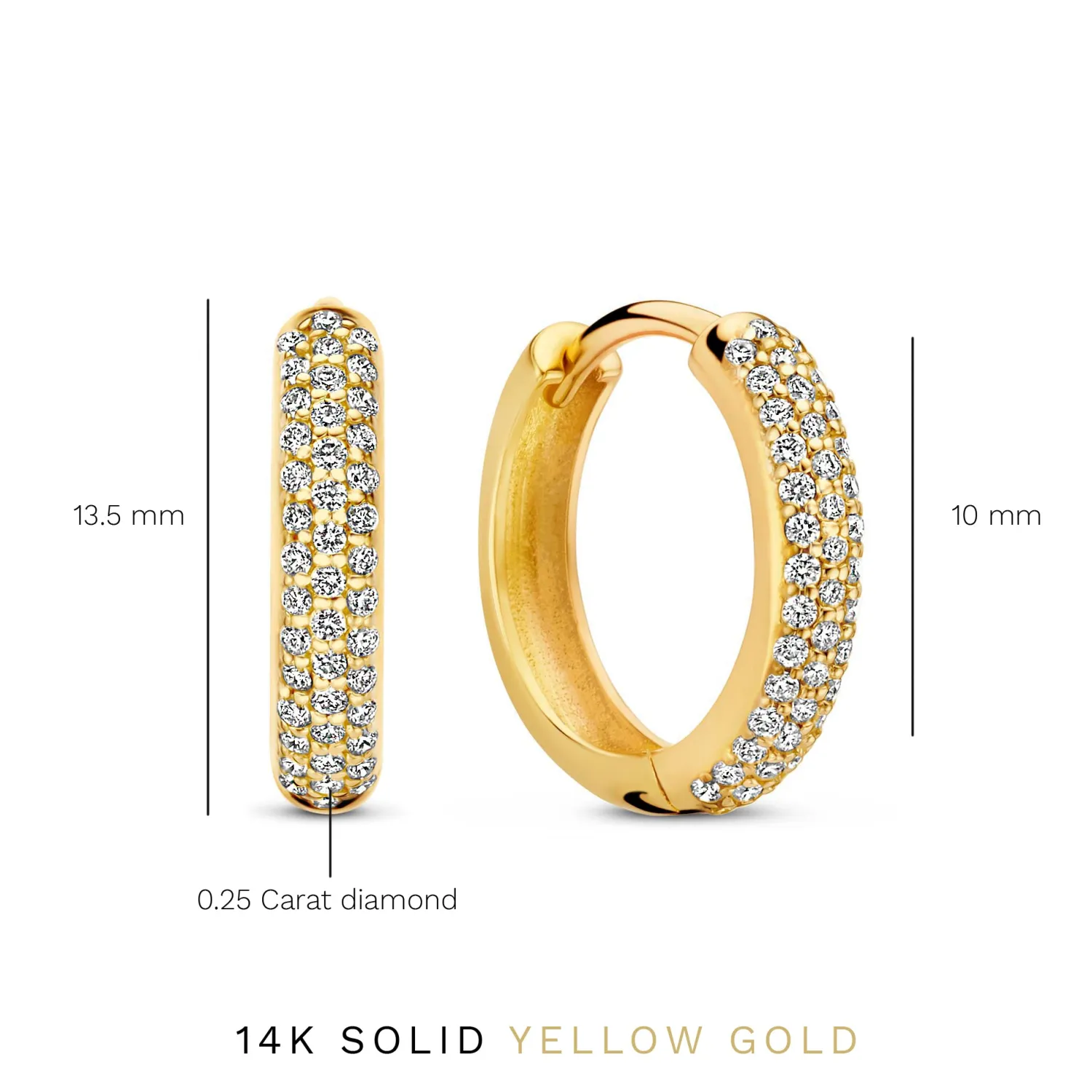 Hot De la Paix Laure 14 karaat gouden creolen met diamant 0.25 karaat Creolen | Diamanten Oorbellen