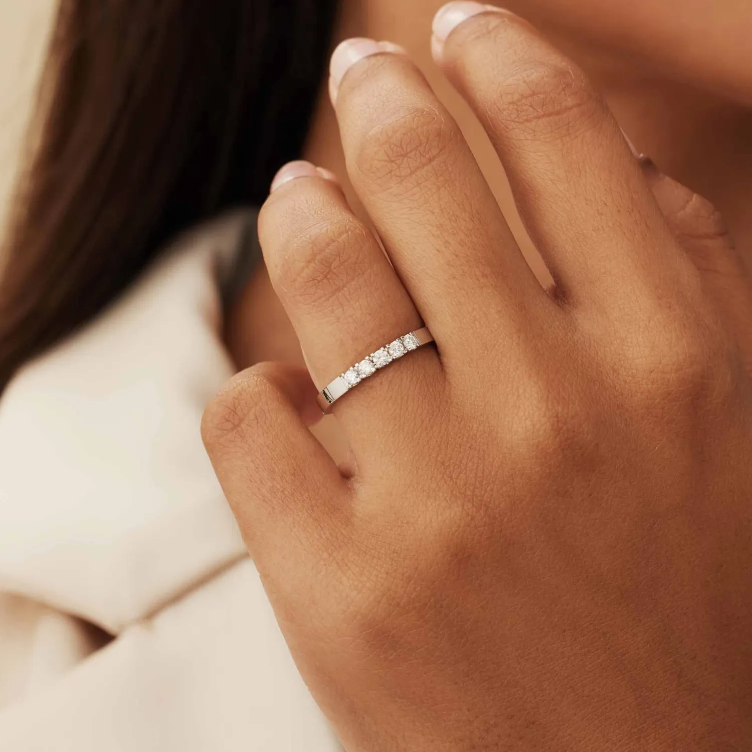 Fashion De la Paix Madeline 14 karaat witgouden ring met diamant 0.20 karaat Witgouden Ringen | Ringen Met Steentjes