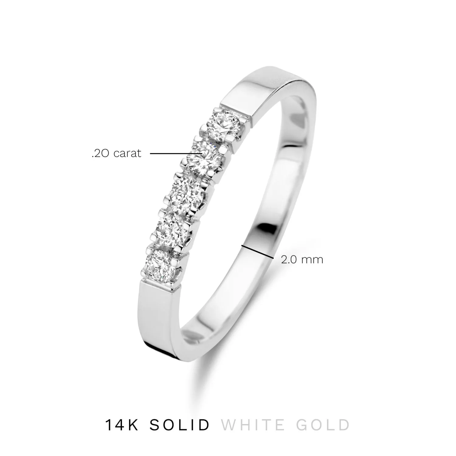 Fashion De la Paix Madeline 14 karaat witgouden ring met diamant 0.20 karaat Witgouden Ringen | Ringen Met Steentjes